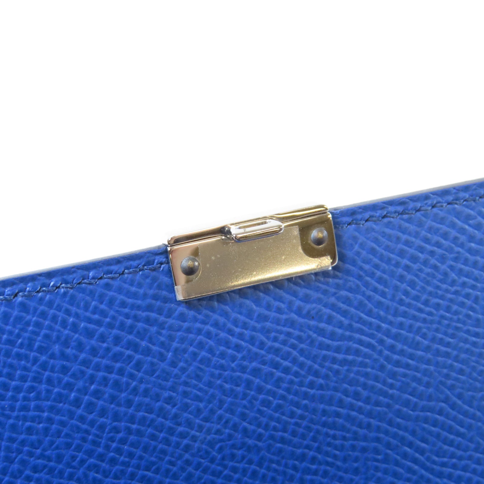 HERMES Epsom皮革Clic 16銀扣肩背袋Bleu France法國藍色