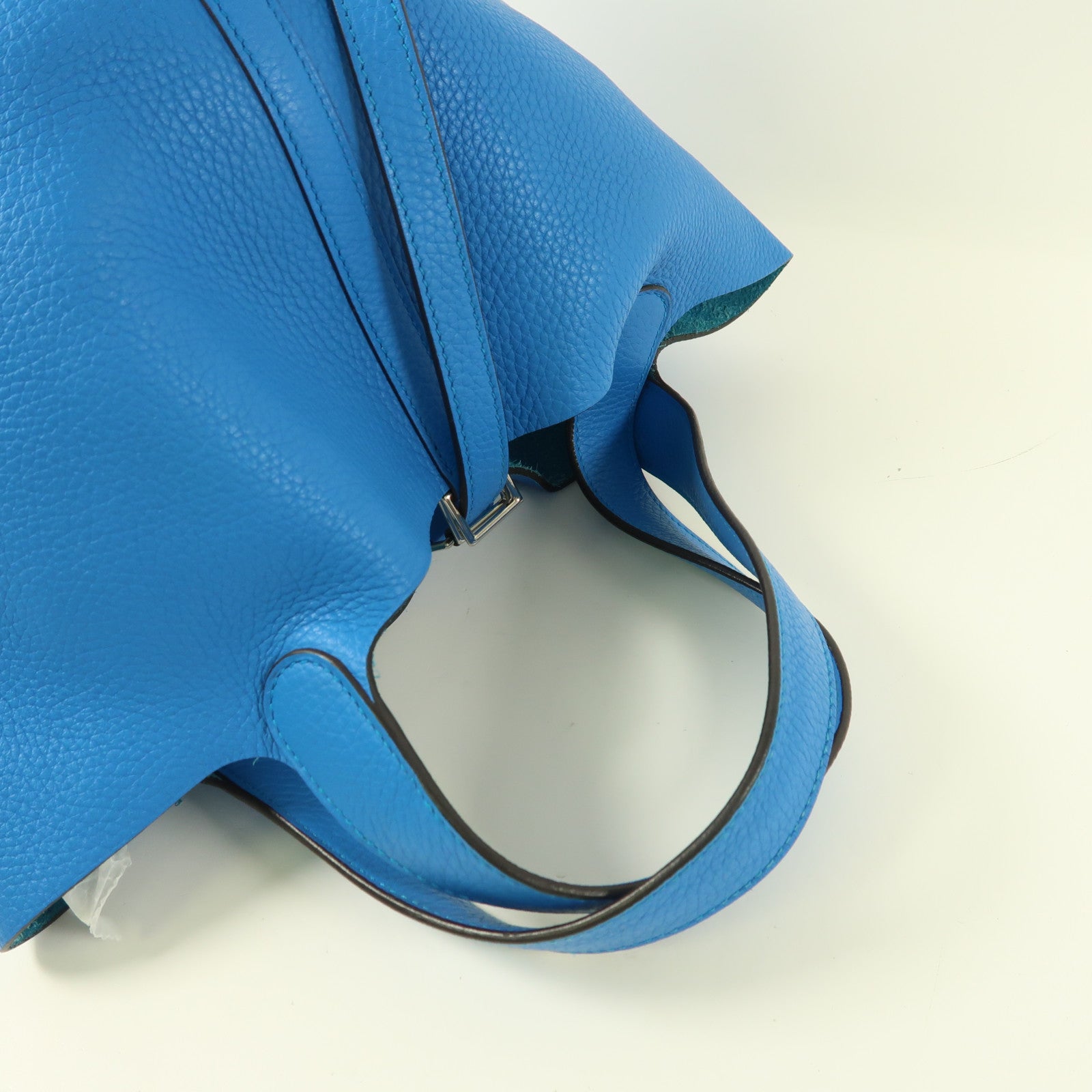 HERMES Clemence皮革Picotin MM銀扣肩背袋Bleu Zanzibar