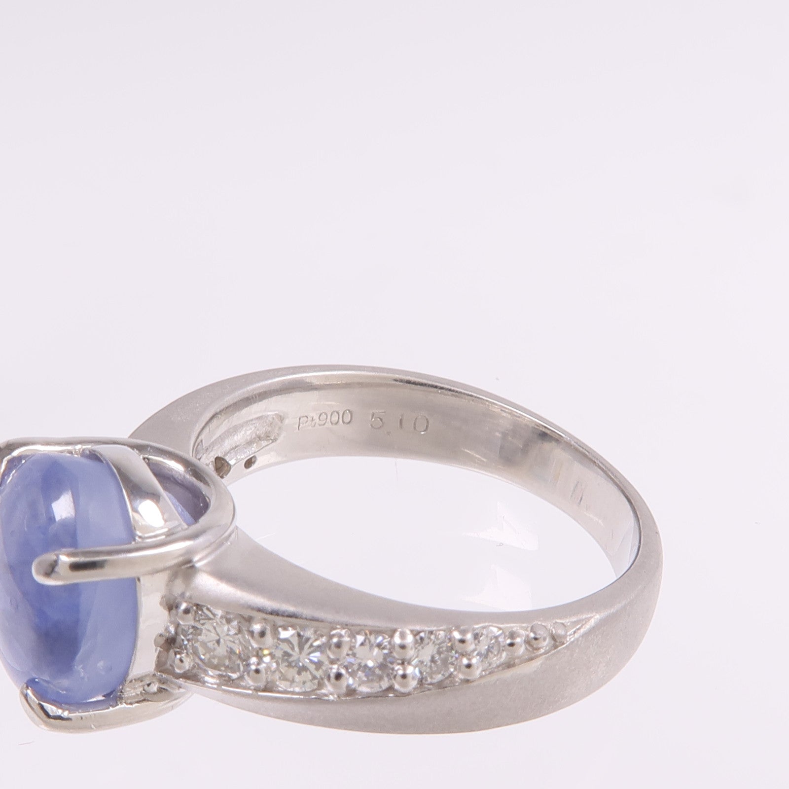 JEWELRY 【激減優惠】PT900鉑金Star Sapphire Diamond Ring星光藍寶石/鑽石戒指US#6.5