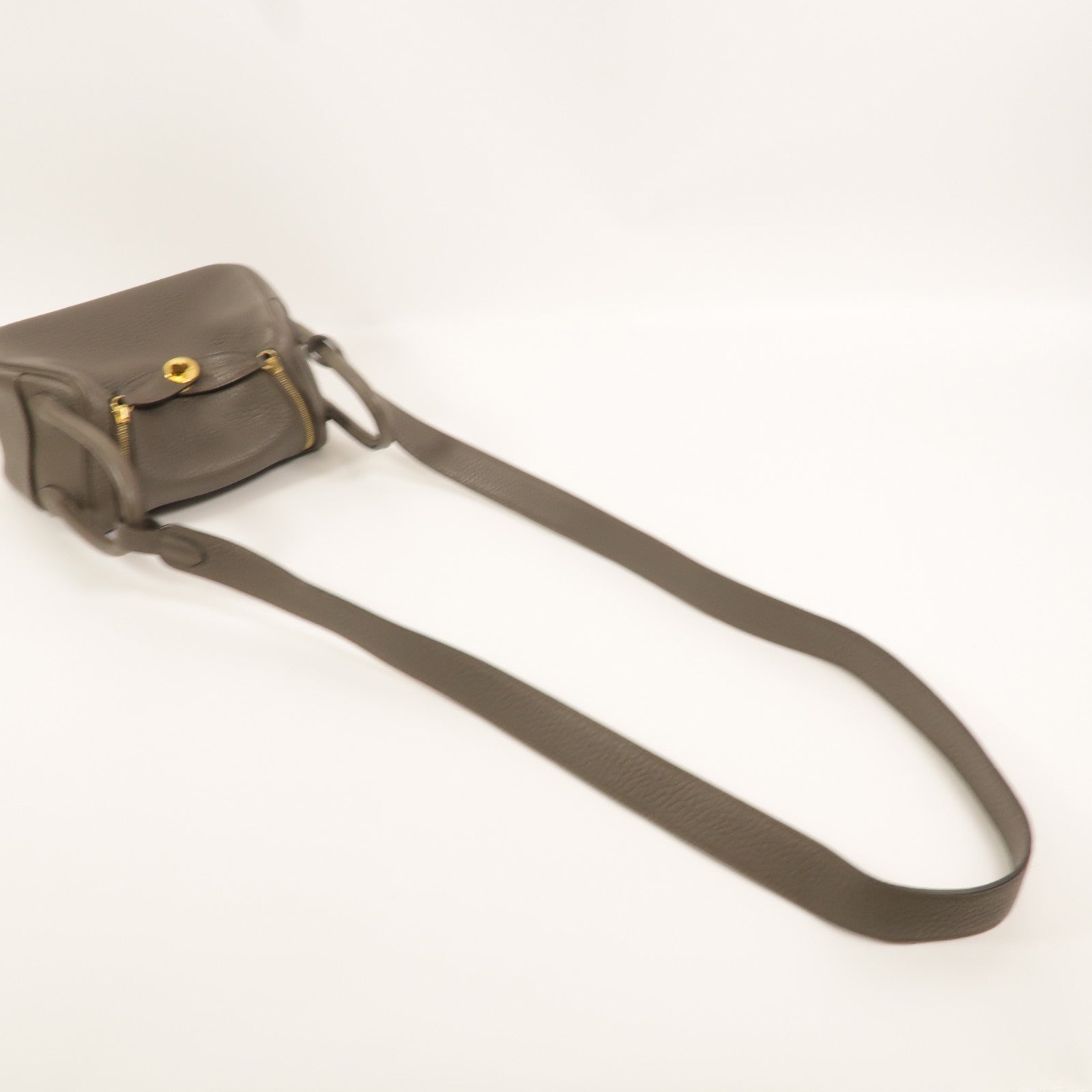 HERMES Clemence皮革Mini Lindy金扣手挽肩背兩用袋Etain