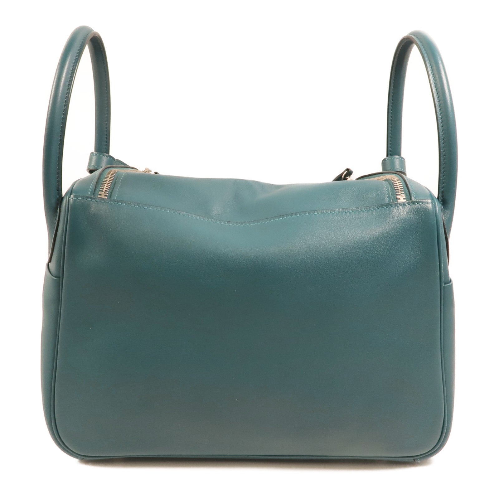 HERMES Swift皮革Lindy 30銀扣手挽肩背兩用袋Bleu De Galice