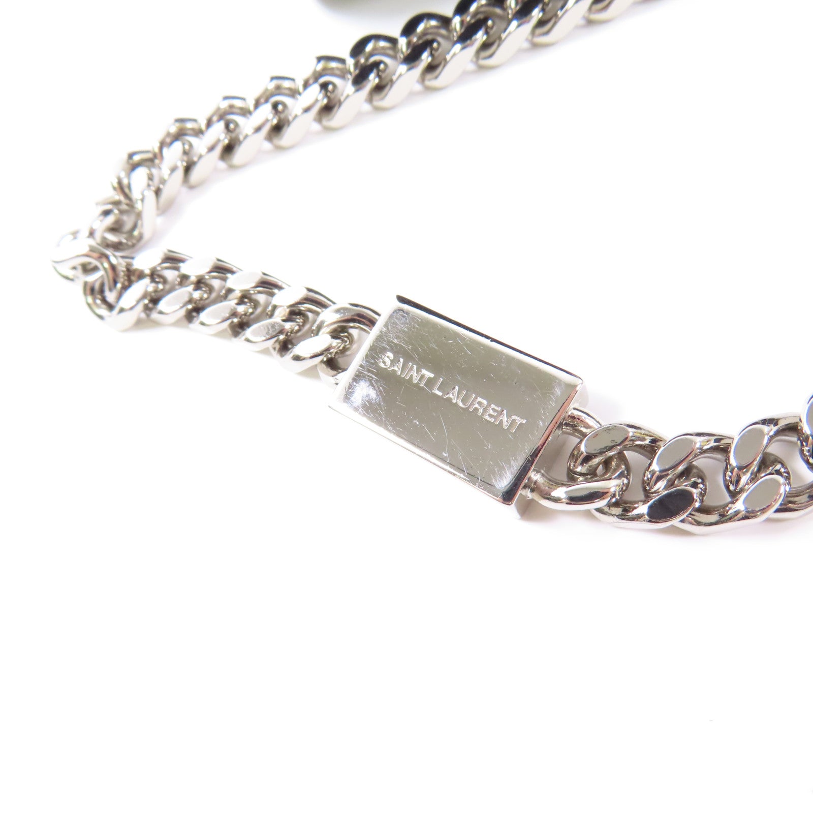 YVES SAINT LAURENT 牛皮皮革Chain Shoulder Bag銀扣鏈帶肩背袋