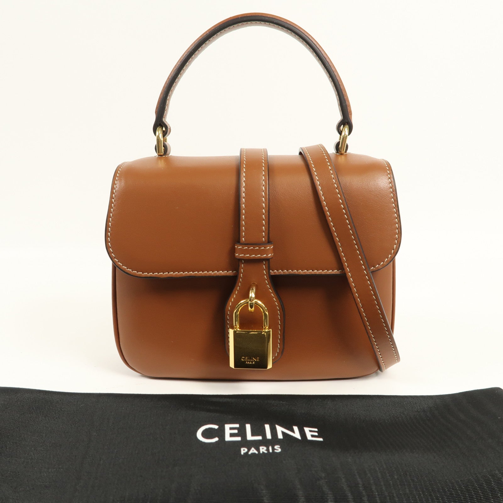 CELINE 牛皮皮革Mini Tabou金扣手挽肩背兩用袋