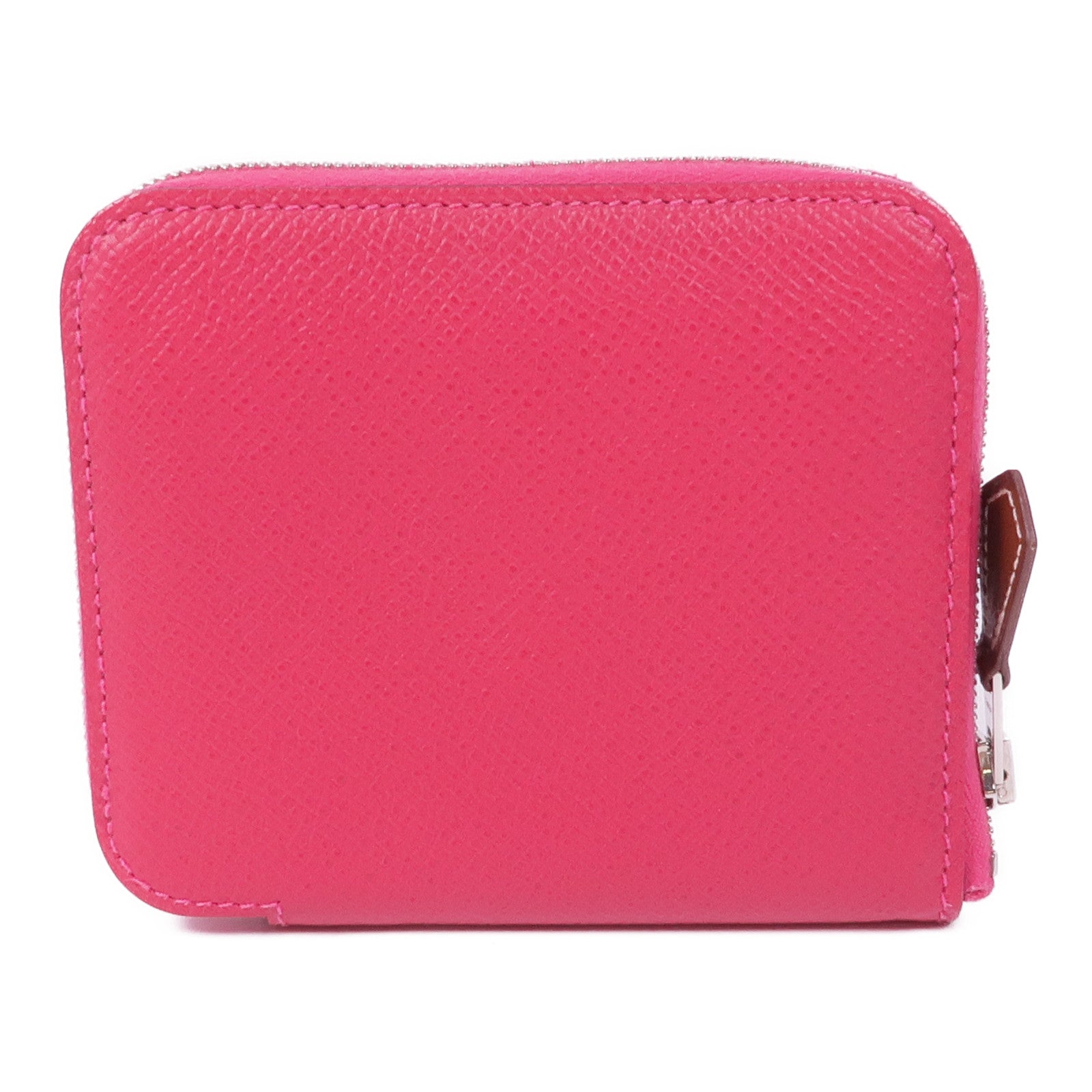 HERMES Epsom皮革Silk'In Compact Wallet銀扣錢包Rose Extreme