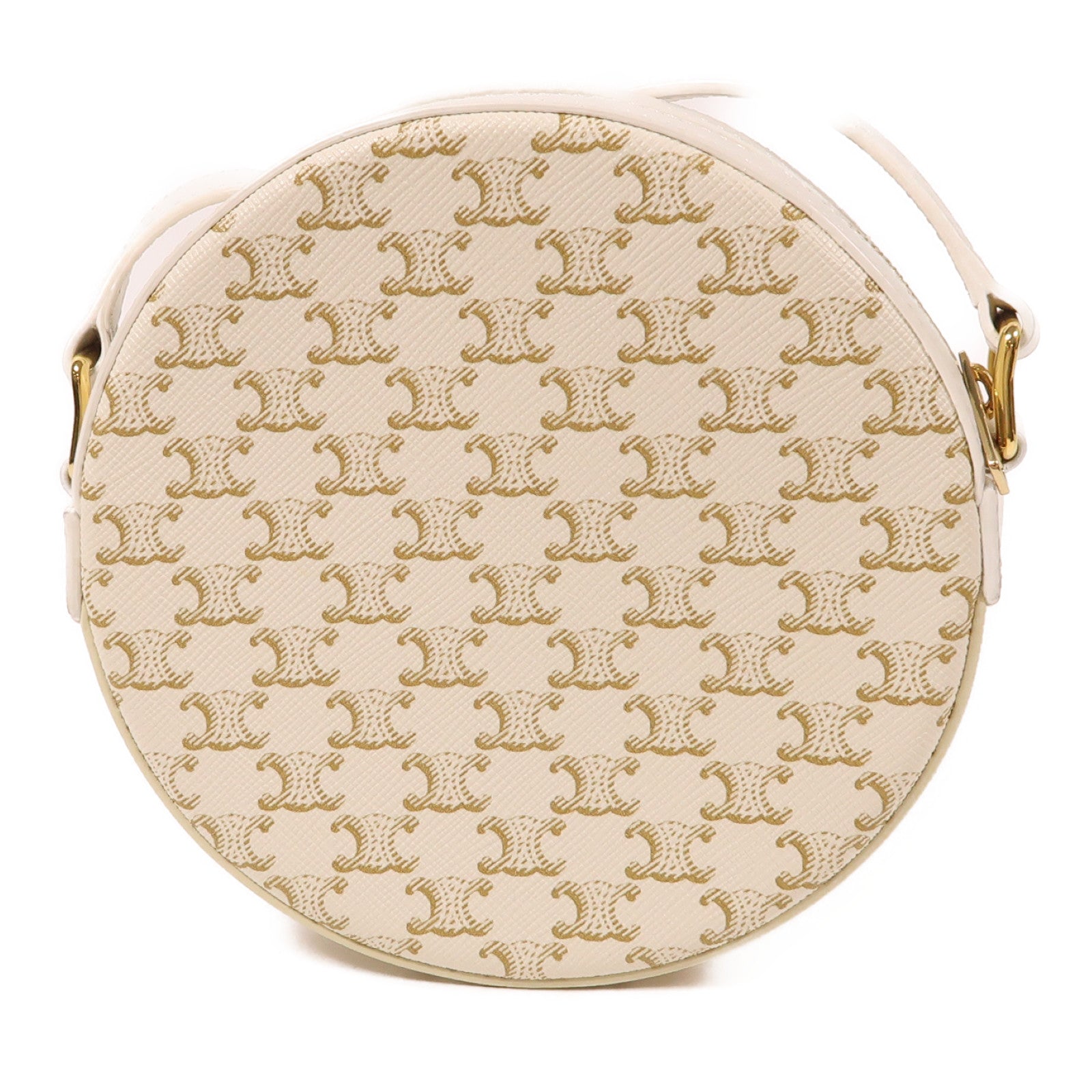 CELINE 塗層帆布/皮革Round Purse On Strap金扣肩背袋