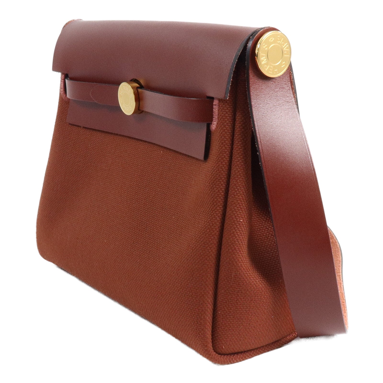 HERMES 帆布/皮革Mini Herbag肩背袋Rouge H