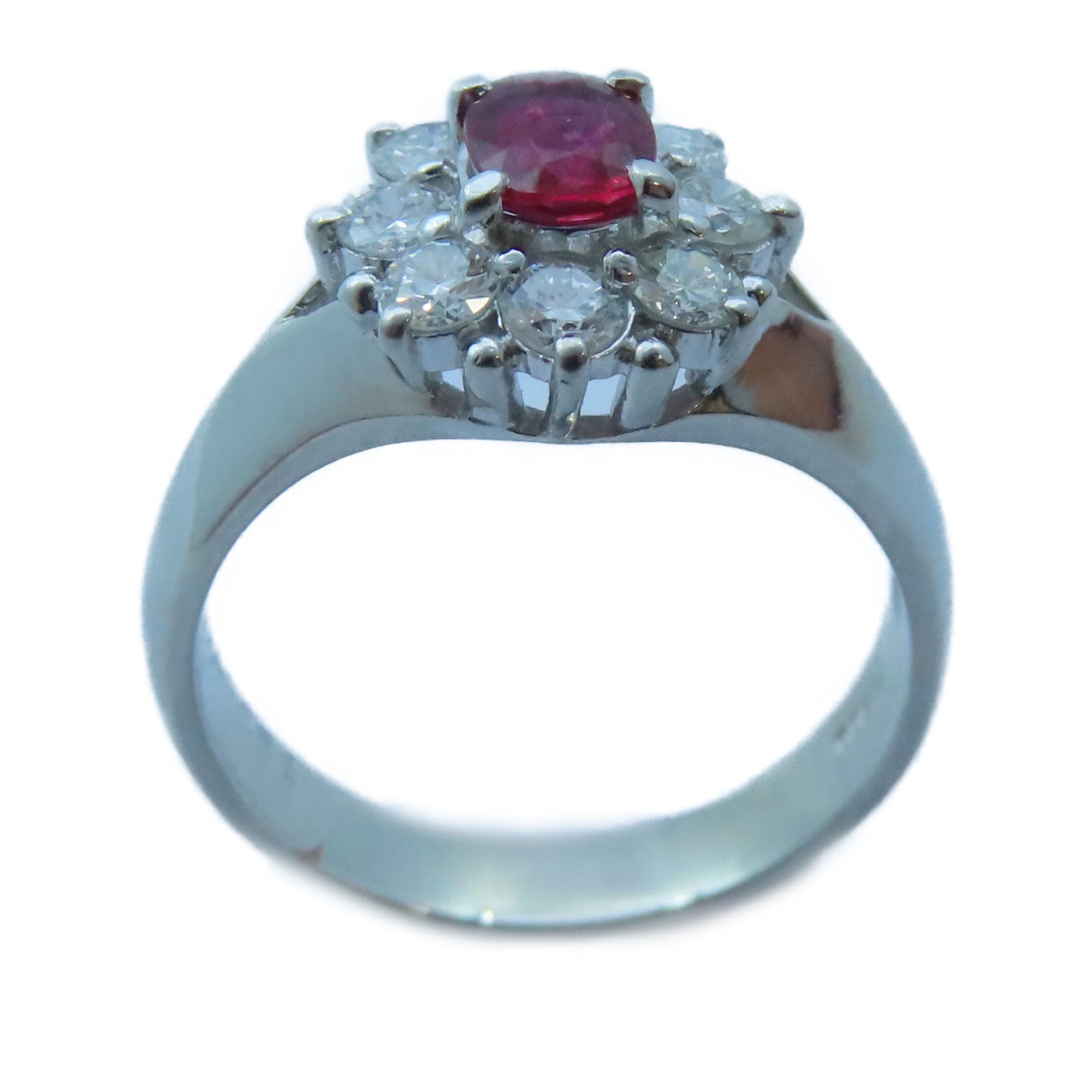 JEWELRY 【激減優惠】PT900白金Ruby/Diamond Ring 0.41ct/0.53ct鑽石戒指US#5.5