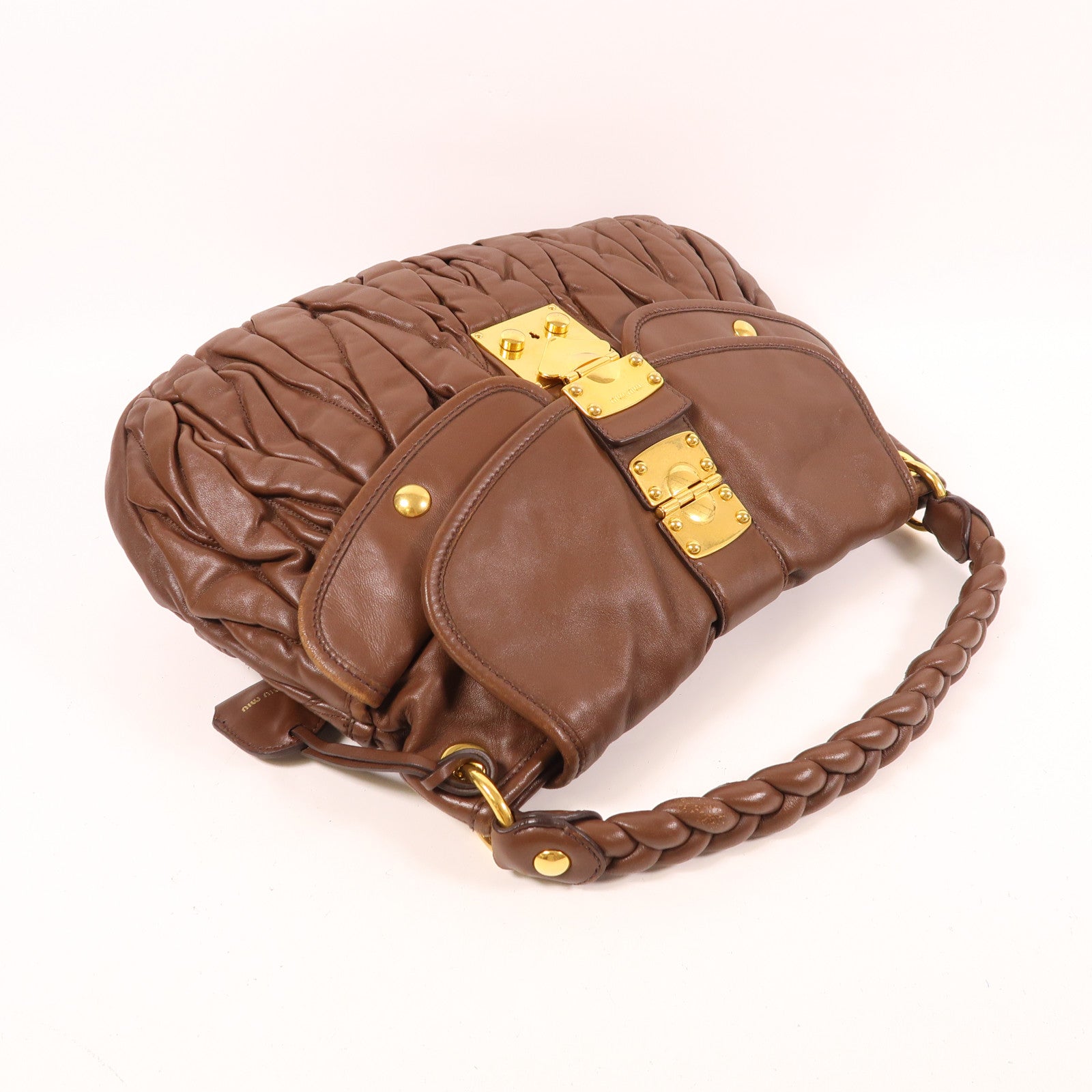Miu Miu 牛皮皮革Coffer金扣肩背袋