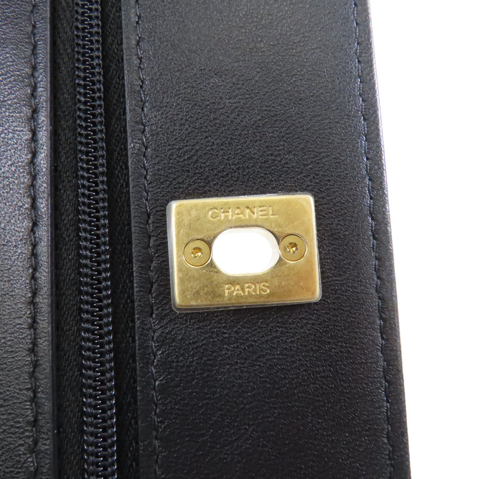 CHANEL 菱格羊皮皮革Wallet On Chain金扣鏈帶肩背袋黑色