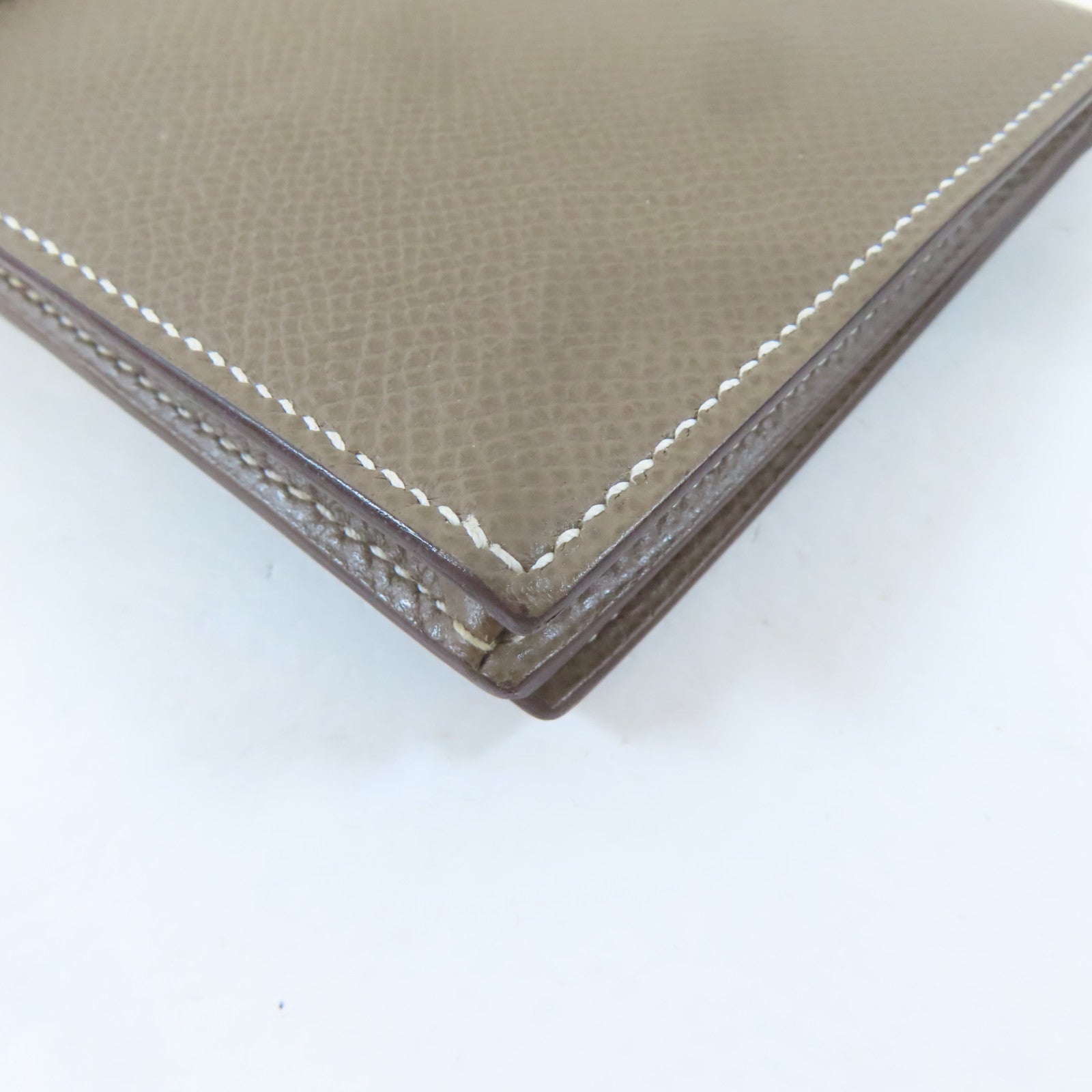 HERMES Epsom皮革Bearn Long Wallet銀扣長錢包Etoupe/灰色