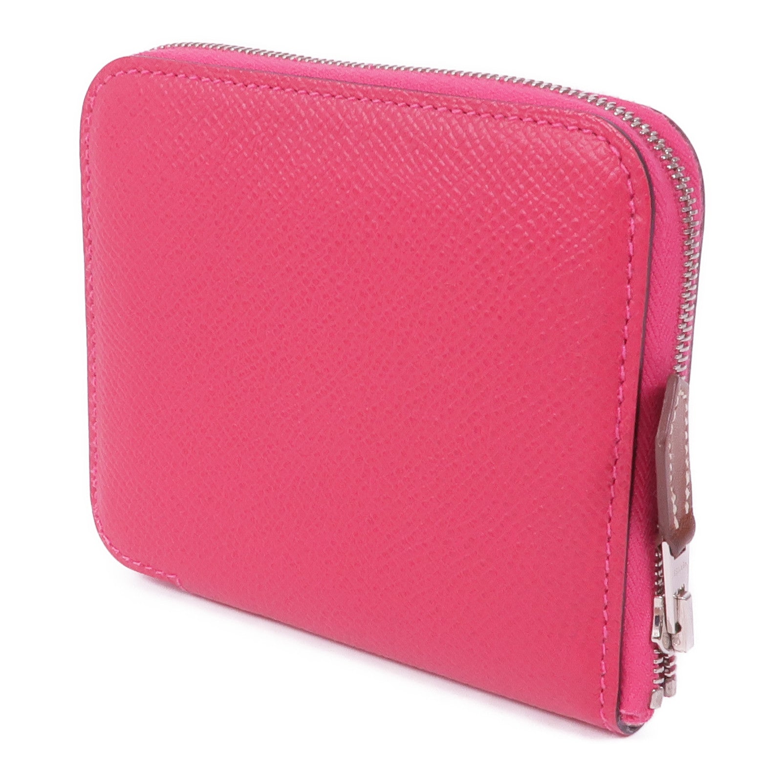 HERMES Epsom皮革Silk'In Compact Wallet銀扣錢包Rose Extreme