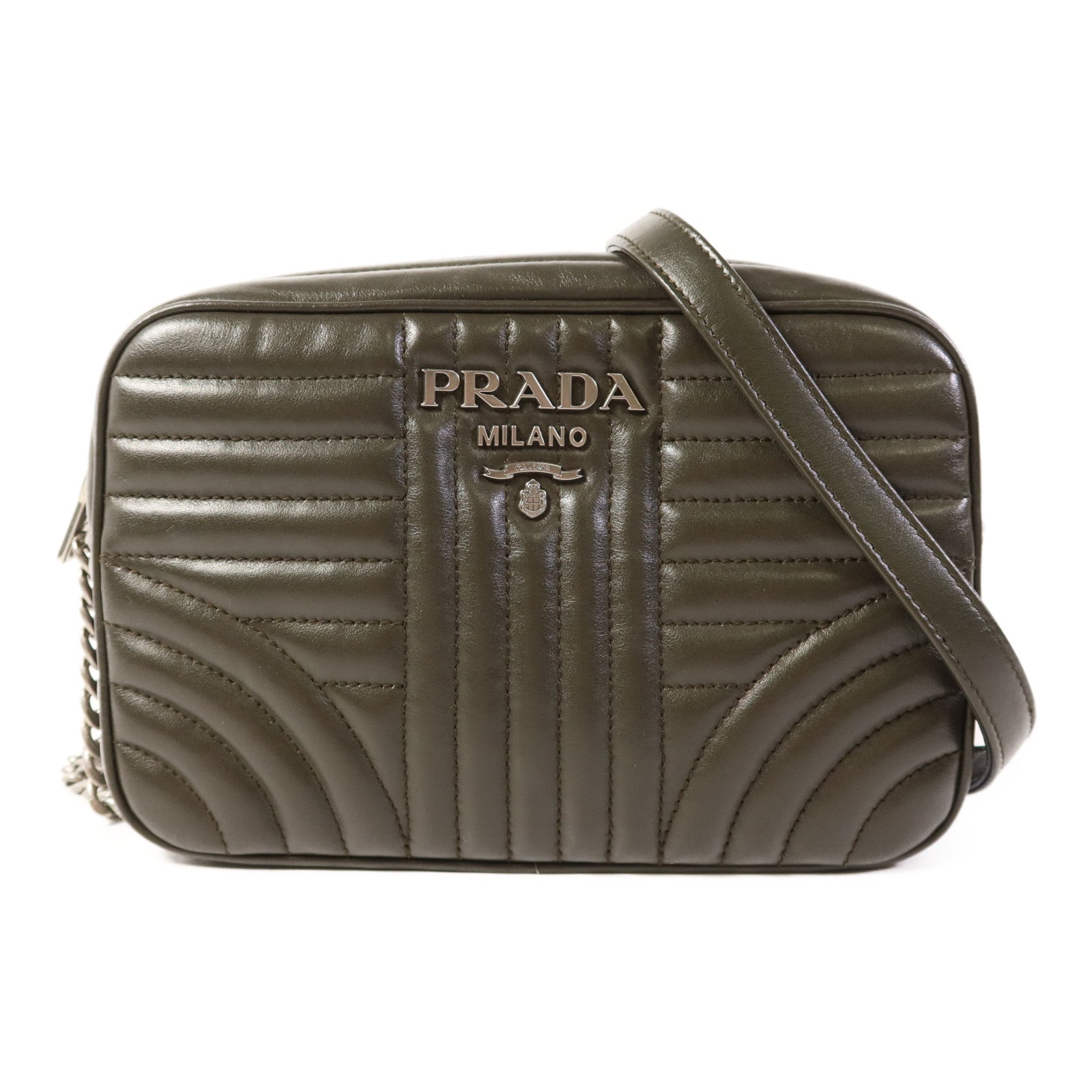 PRADA 牛皮皮革Shoulder Bag銀扣肩背袋