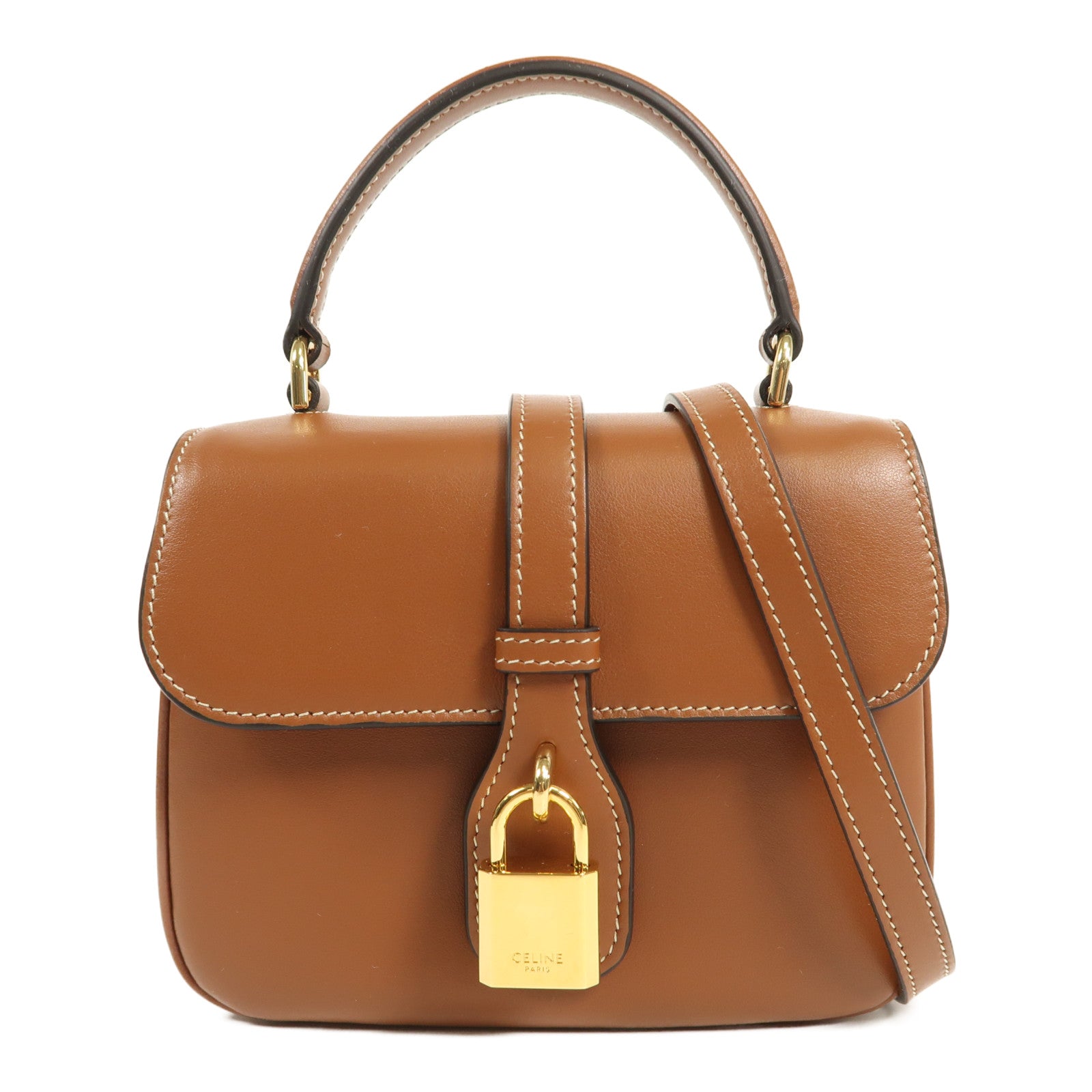 CELINE 牛皮皮革Mini Tabou金扣手挽肩背兩用袋