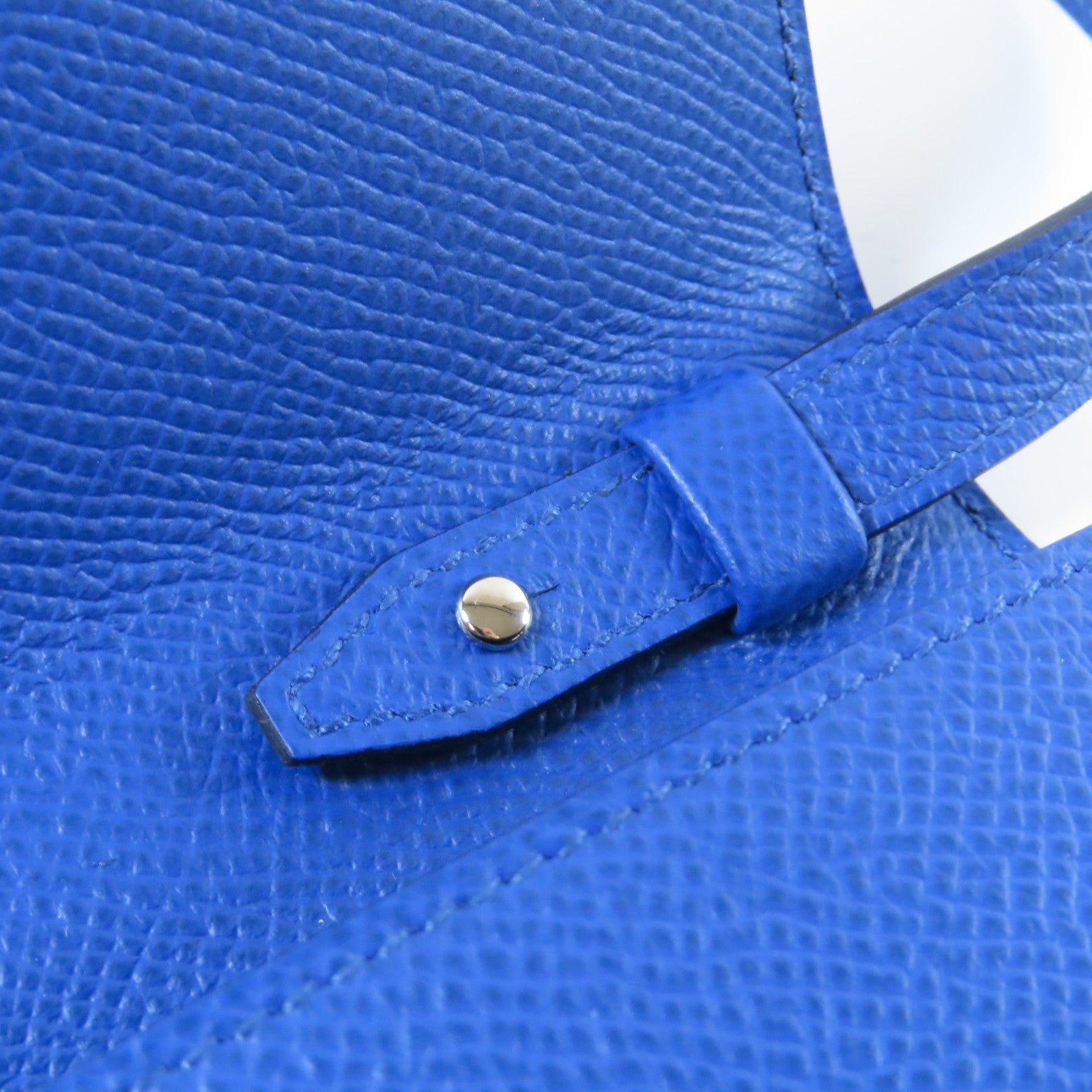 HERMES Epsom皮革Clic 16銀扣肩背袋Bleu France法國藍色