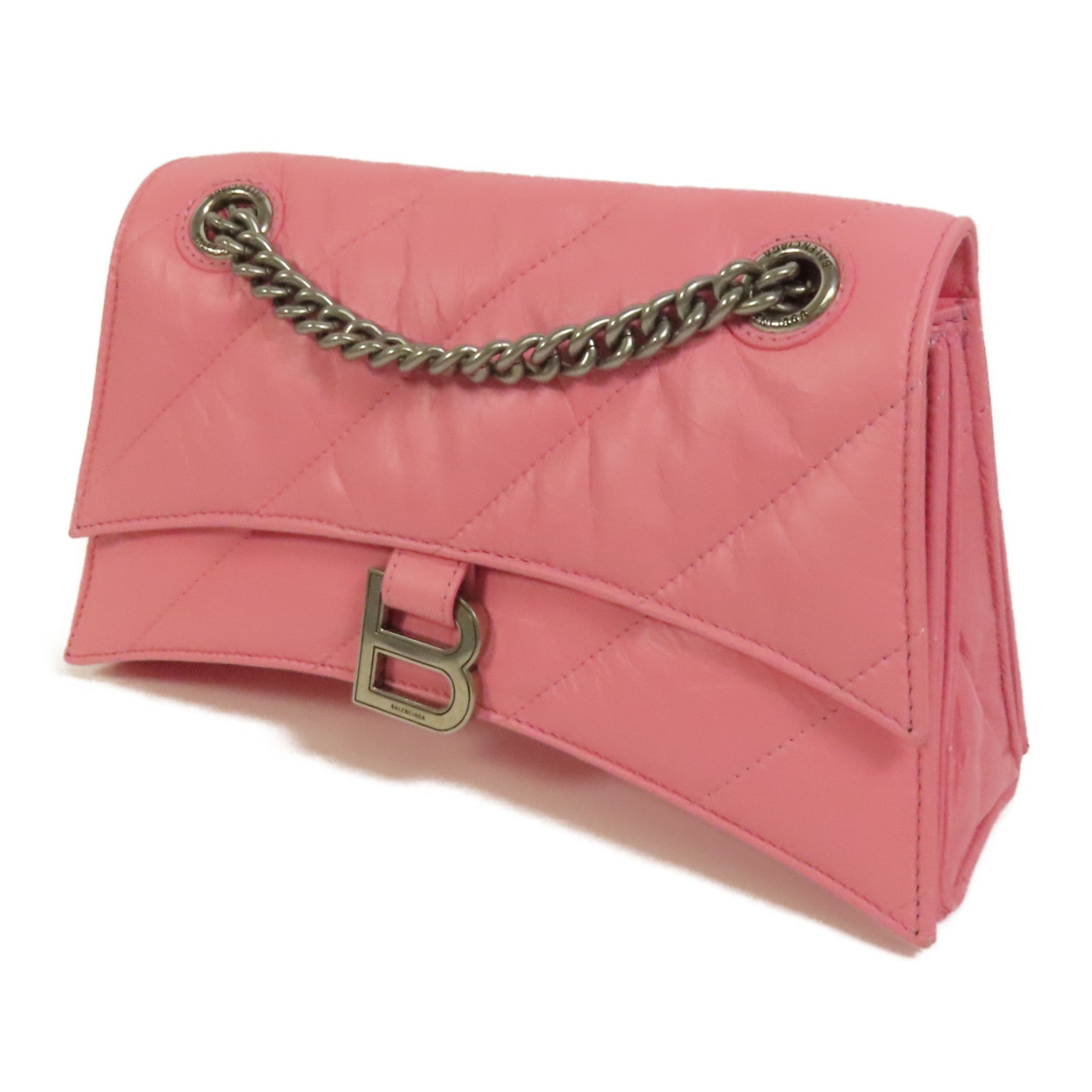 BALENCIAGA 牛皮皮革Crush Small銀扣鏈帶肩背袋