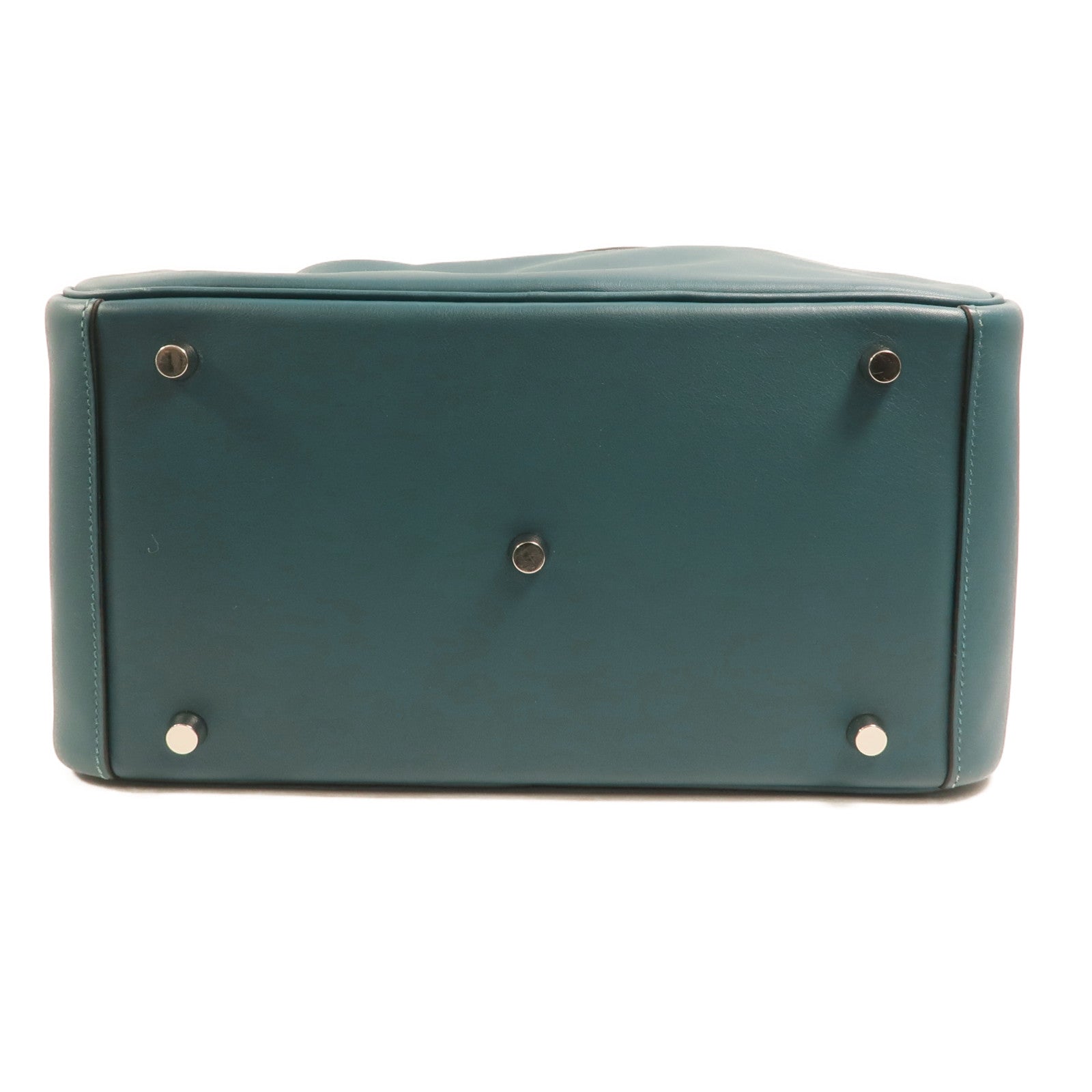 HERMES Swift皮革Lindy 30銀扣手挽肩背兩用袋Bleu De Galice