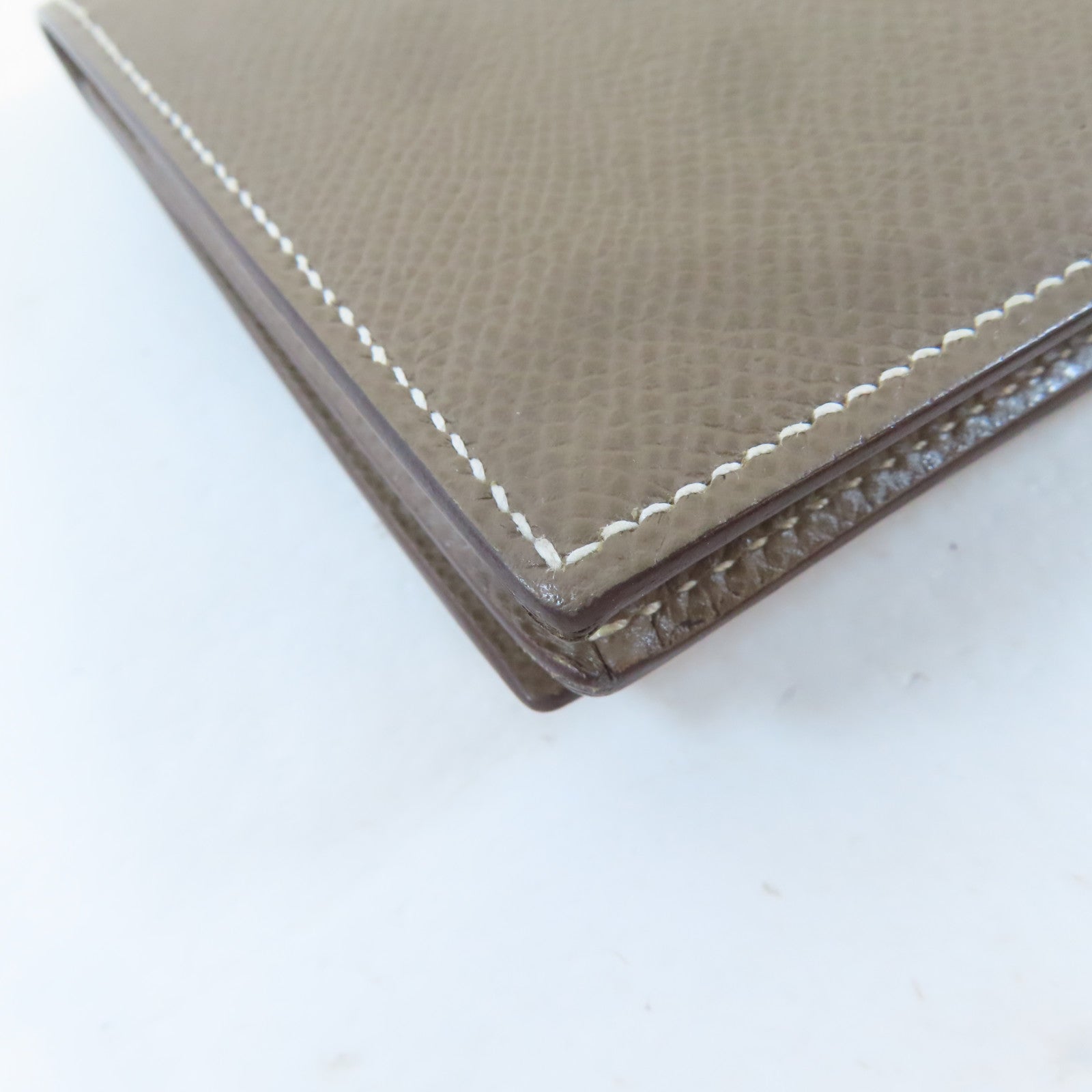 HERMES Epsom皮革Bearn Long Wallet銀扣長錢包Etoupe/灰色