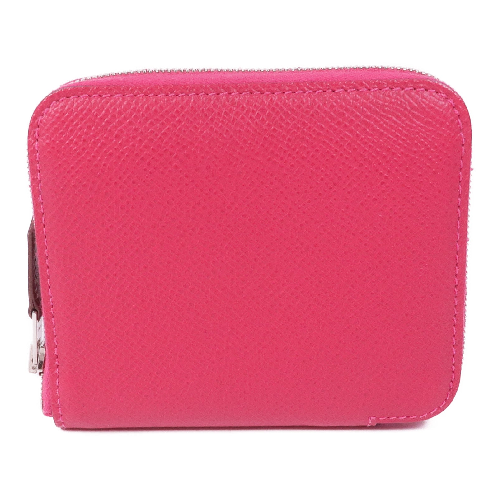 HERMES Epsom皮革Silk'In Compact Wallet銀扣錢包Rose Extreme