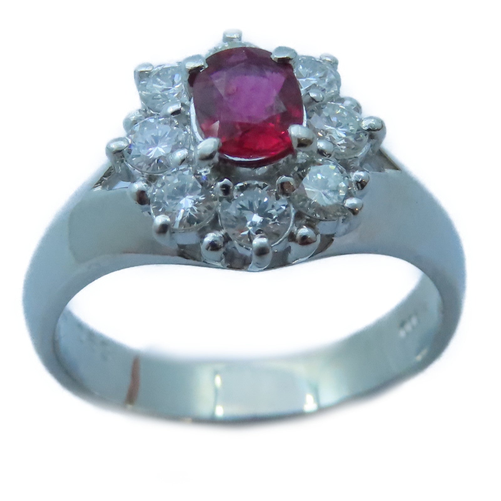 JEWELRY 【激減優惠】PT900白金Ruby/Diamond Ring 0.41ct/0.53ct鑽石戒指US#5.5