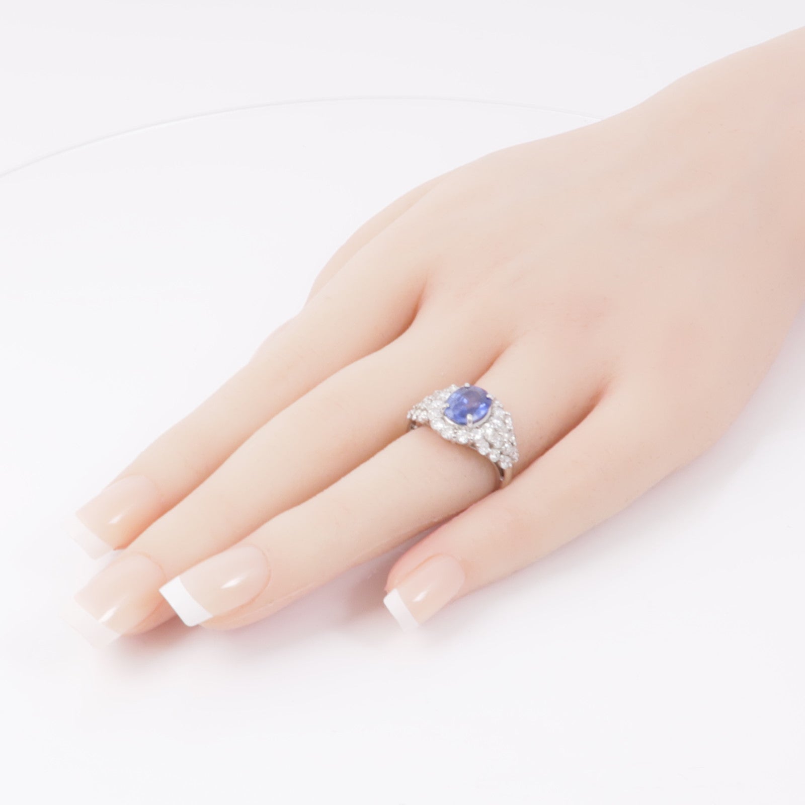 JEWELRY PT950鉑金Sapphire/Diamond Ring 藍寶石/鑽石戒指US#6