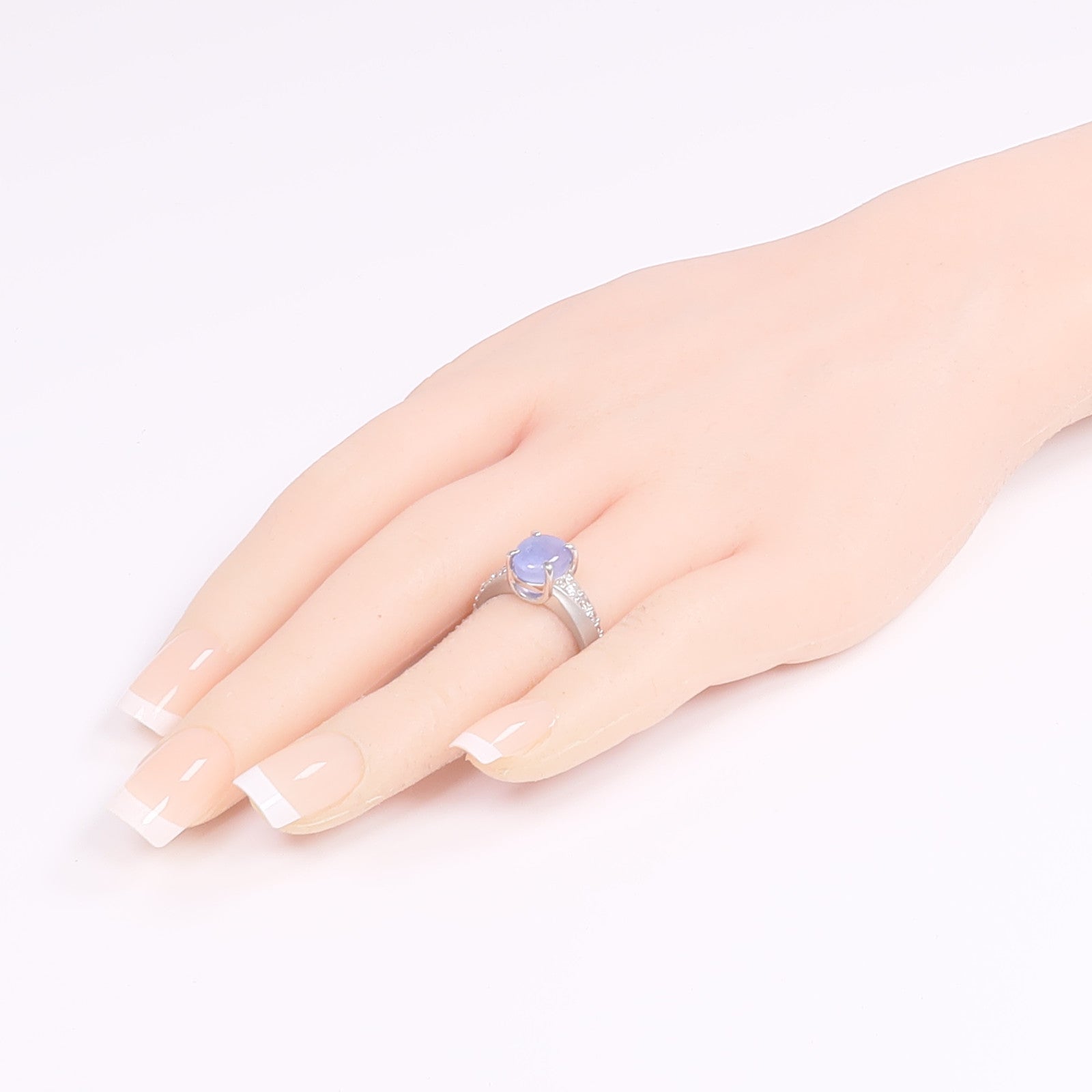 JEWELRY 【激減優惠】PT900鉑金Star Sapphire Diamond Ring星光藍寶石/鑽石戒指US#6.5