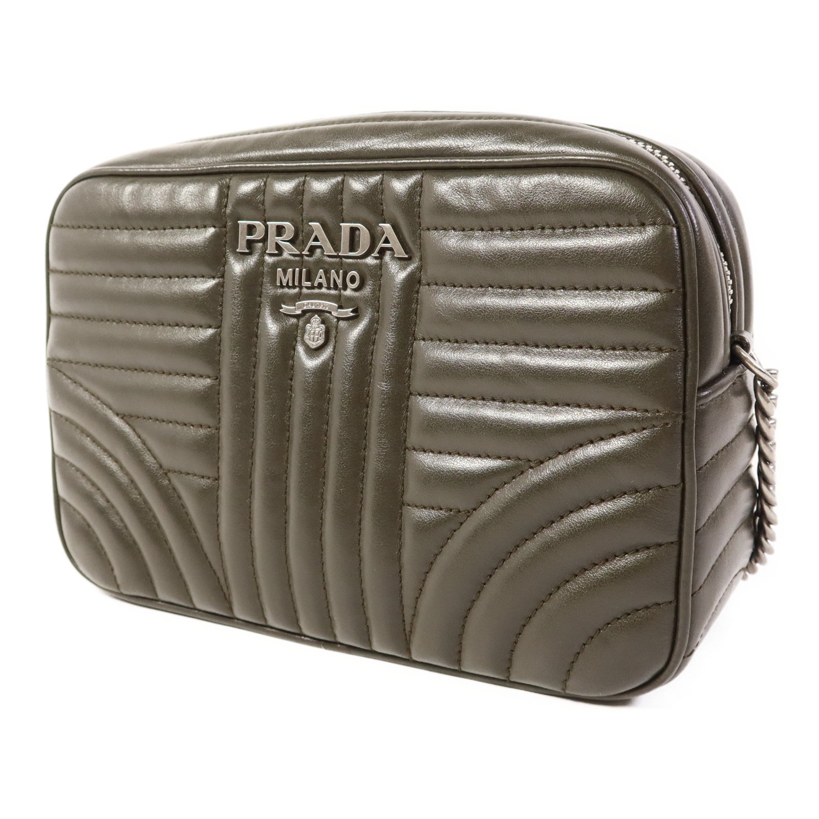PRADA 牛皮皮革Shoulder Bag銀扣肩背袋