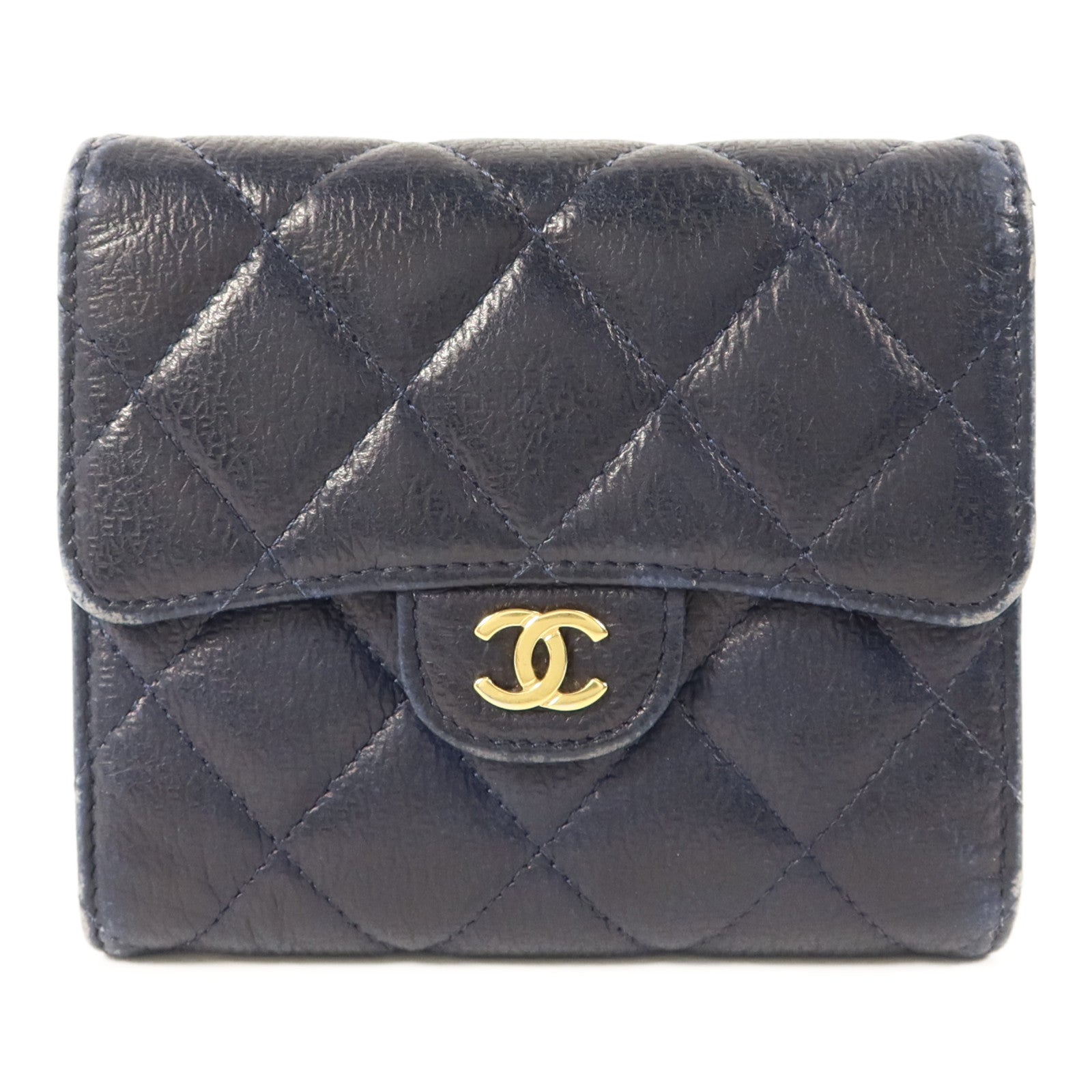 CHANEL 牛皮皮革Trifold Wallet金扣錢包