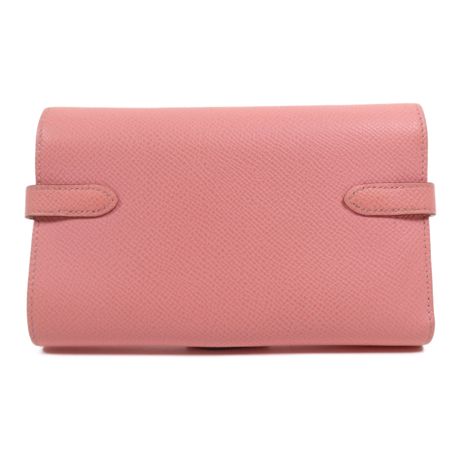 HERMES Epsom皮革Kelly Wallet銀扣長錢包Rose Confetti