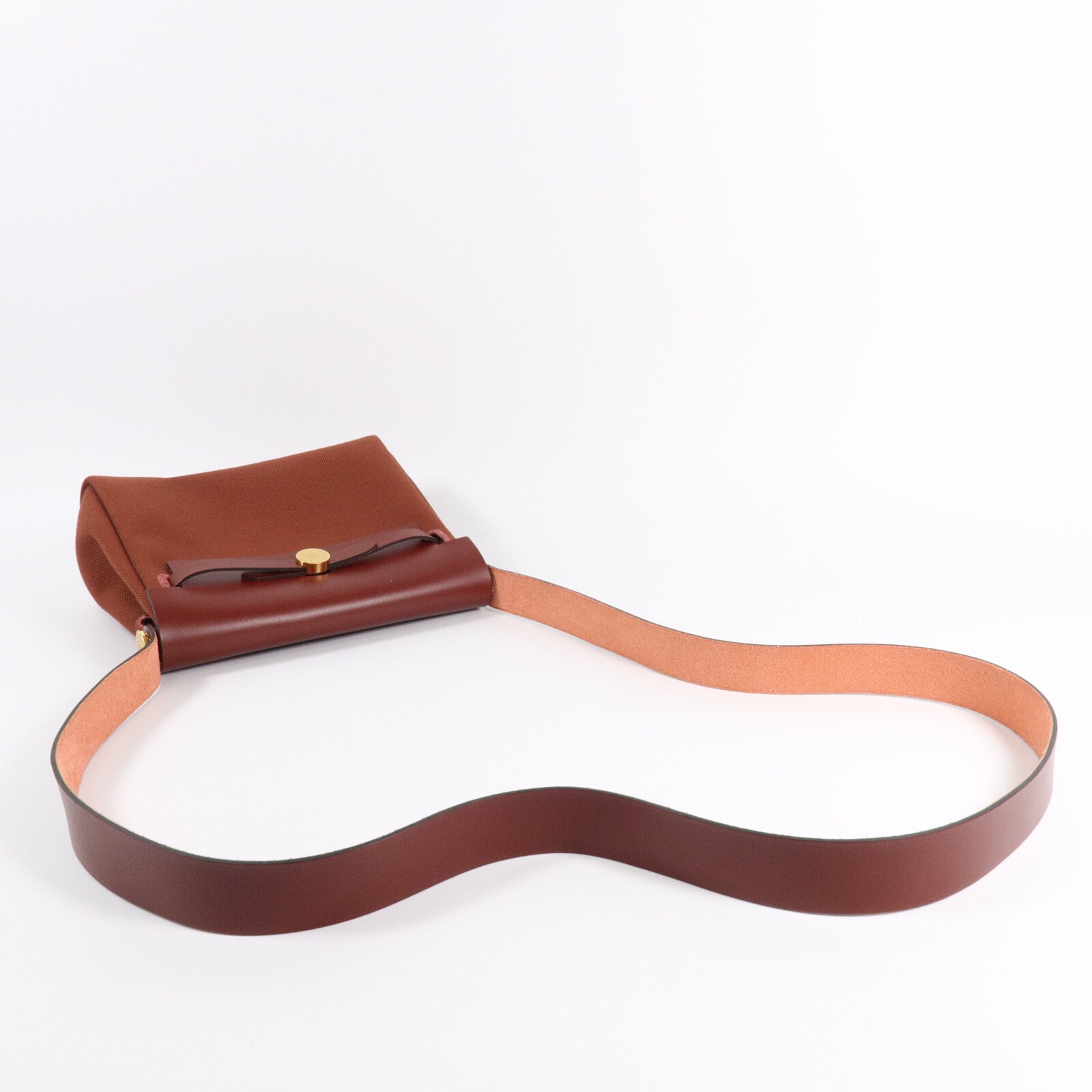 HERMES 帆布/皮革Mini Herbag肩背袋Rouge H