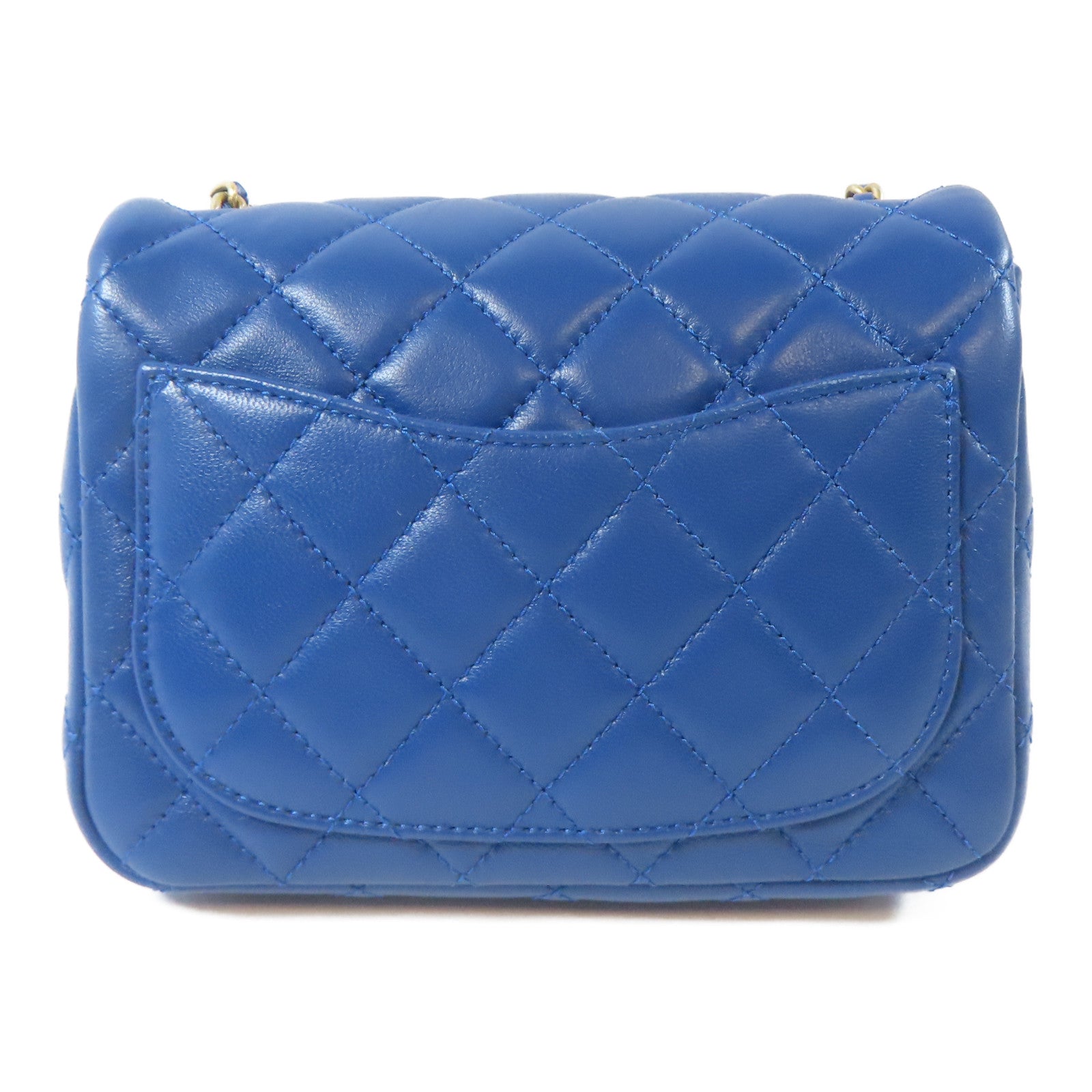 CHANEL 菱格羊皮皮革Chain Shoulder Bag金扣鏈帶肩背袋藍色