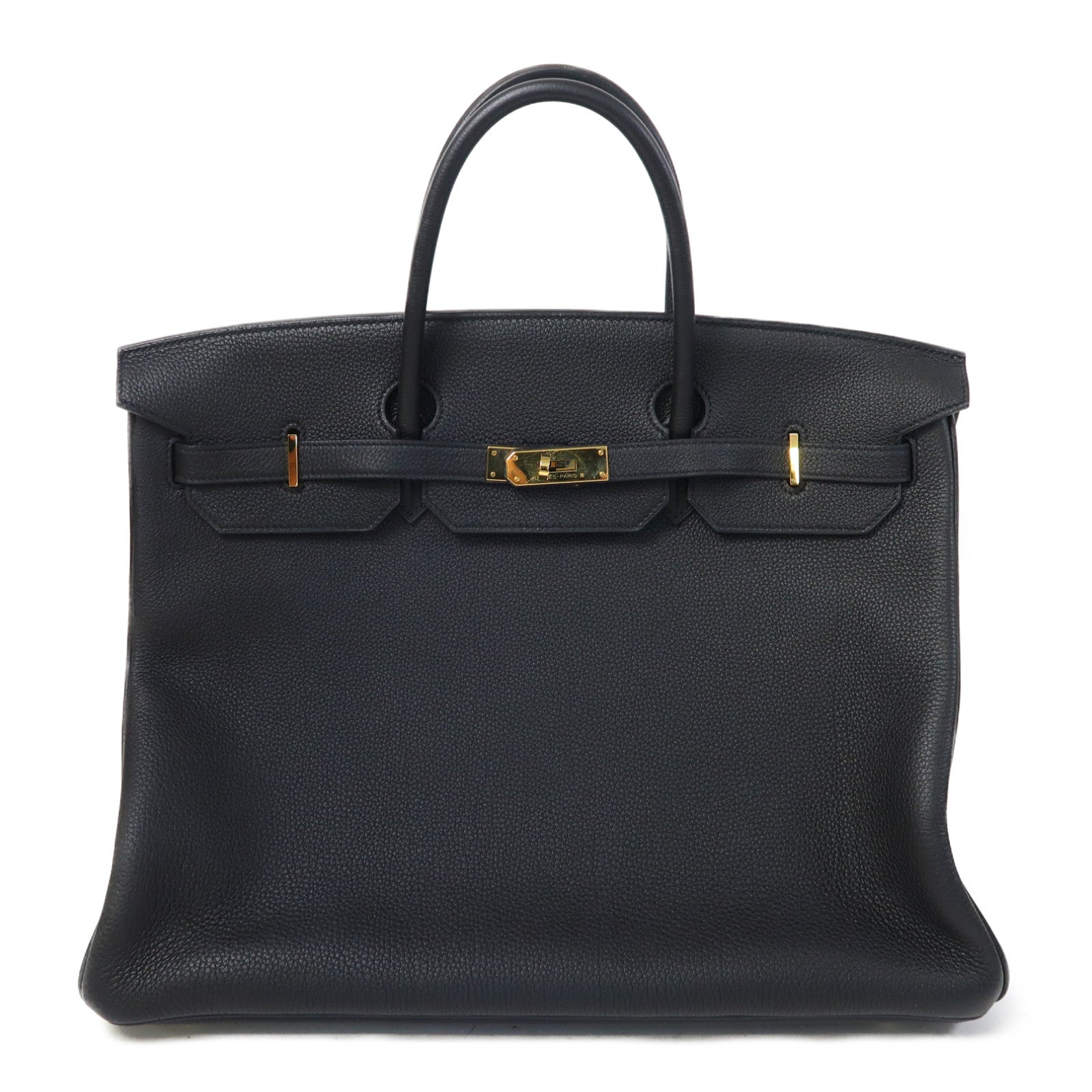 HERMES Clemence皮革Birkin 40金扣手挽袋黑色
