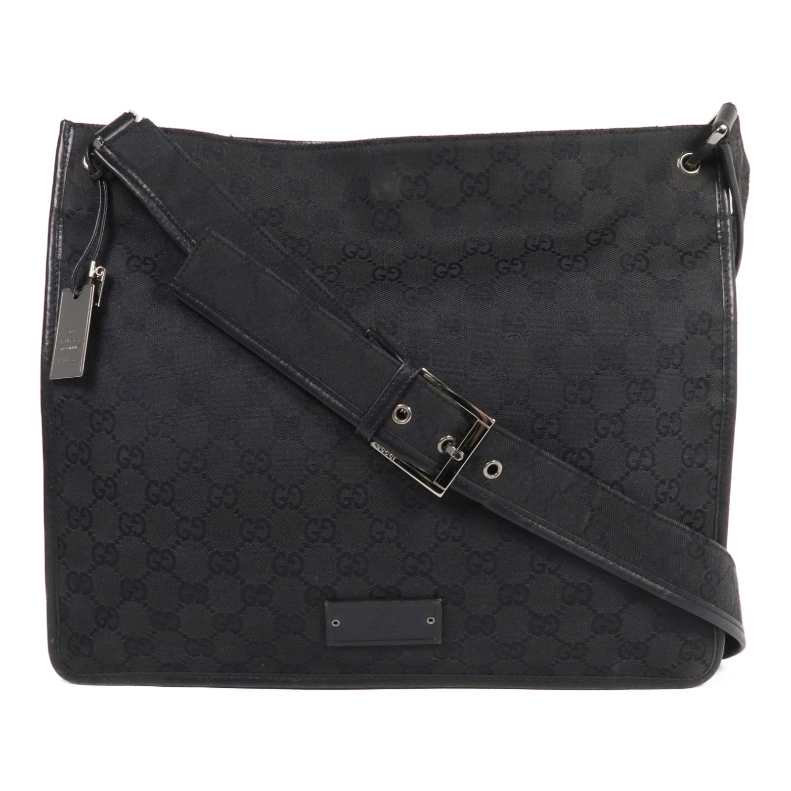 GUCCI 帆布Shoulder Bag銀扣肩背袋