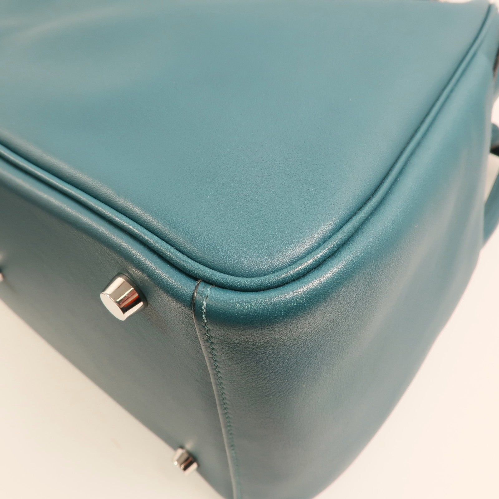 HERMES Swift皮革Lindy 30銀扣手挽肩背兩用袋Bleu De Galice