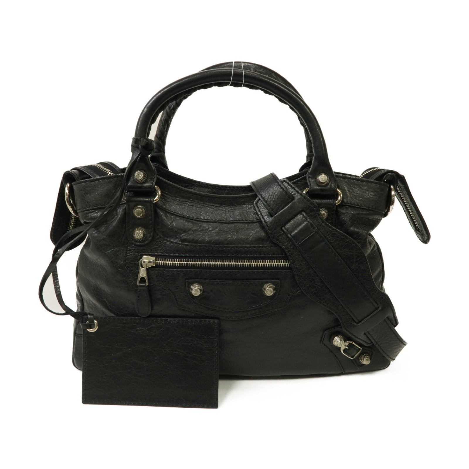 BALENCIAGA 牛皮皮革Giant Town銀扣手挽肩背兩用袋白色