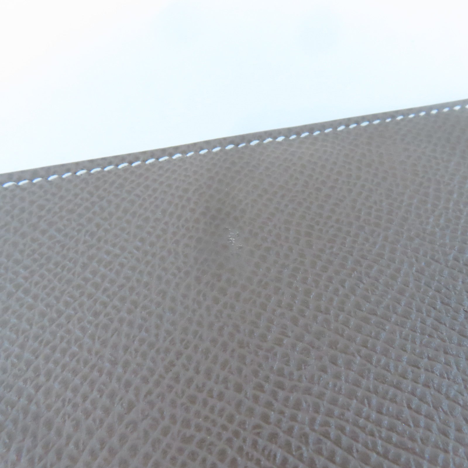 HERMES Epsom皮革Bearn Long Wallet銀扣長錢包Etoupe/灰色