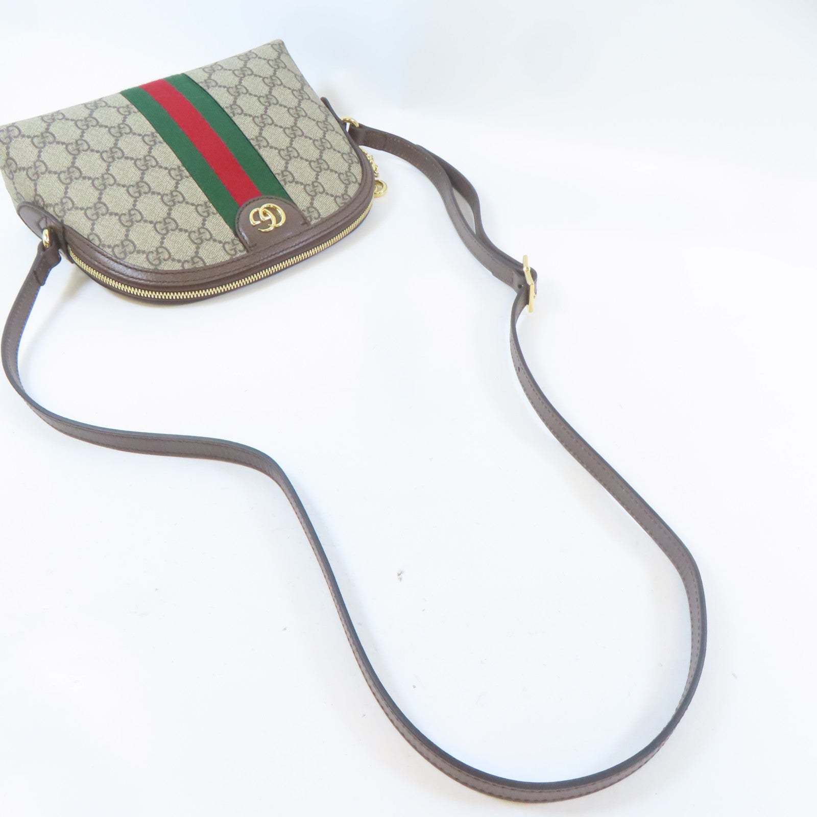 GUCCI 塗層帆布Ophidia GG金扣肩背袋啡色