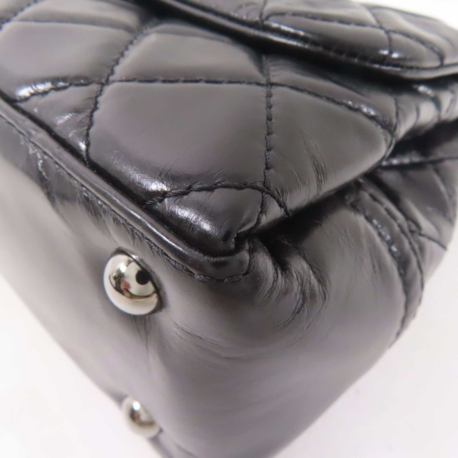 CHANEL 皮革2 Way Shoulder銀扣鏈帶肩背袋黑色