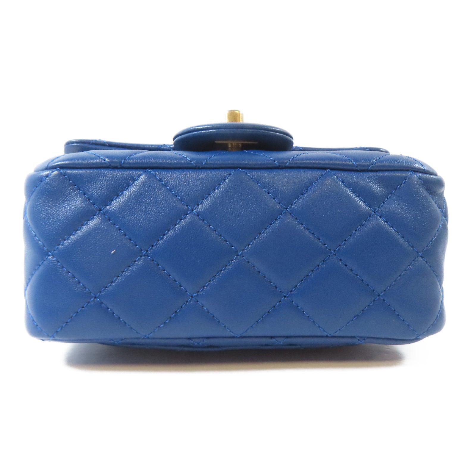CHANEL 菱格羊皮皮革Chain Shoulder Bag金扣鏈帶肩背袋藍色