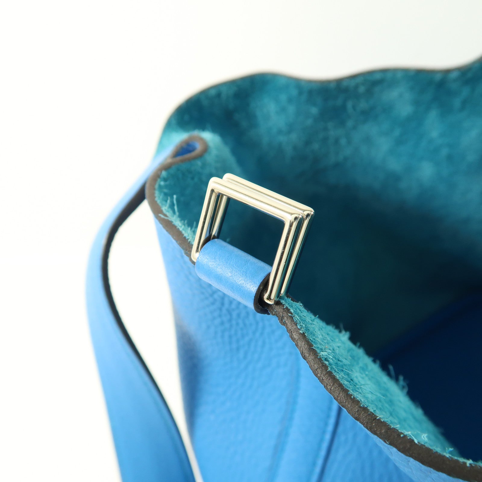 HERMES Clemence皮革Picotin MM銀扣肩背袋Bleu Zanzibar