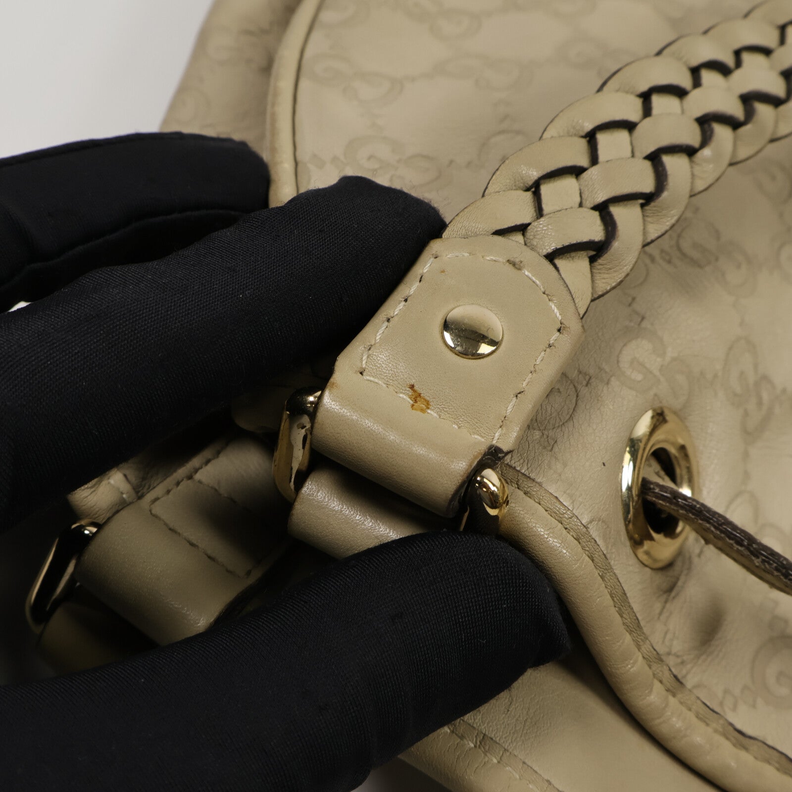 GUCCI 牛皮皮革Guccissima Braided Peggy Tote肩背袋