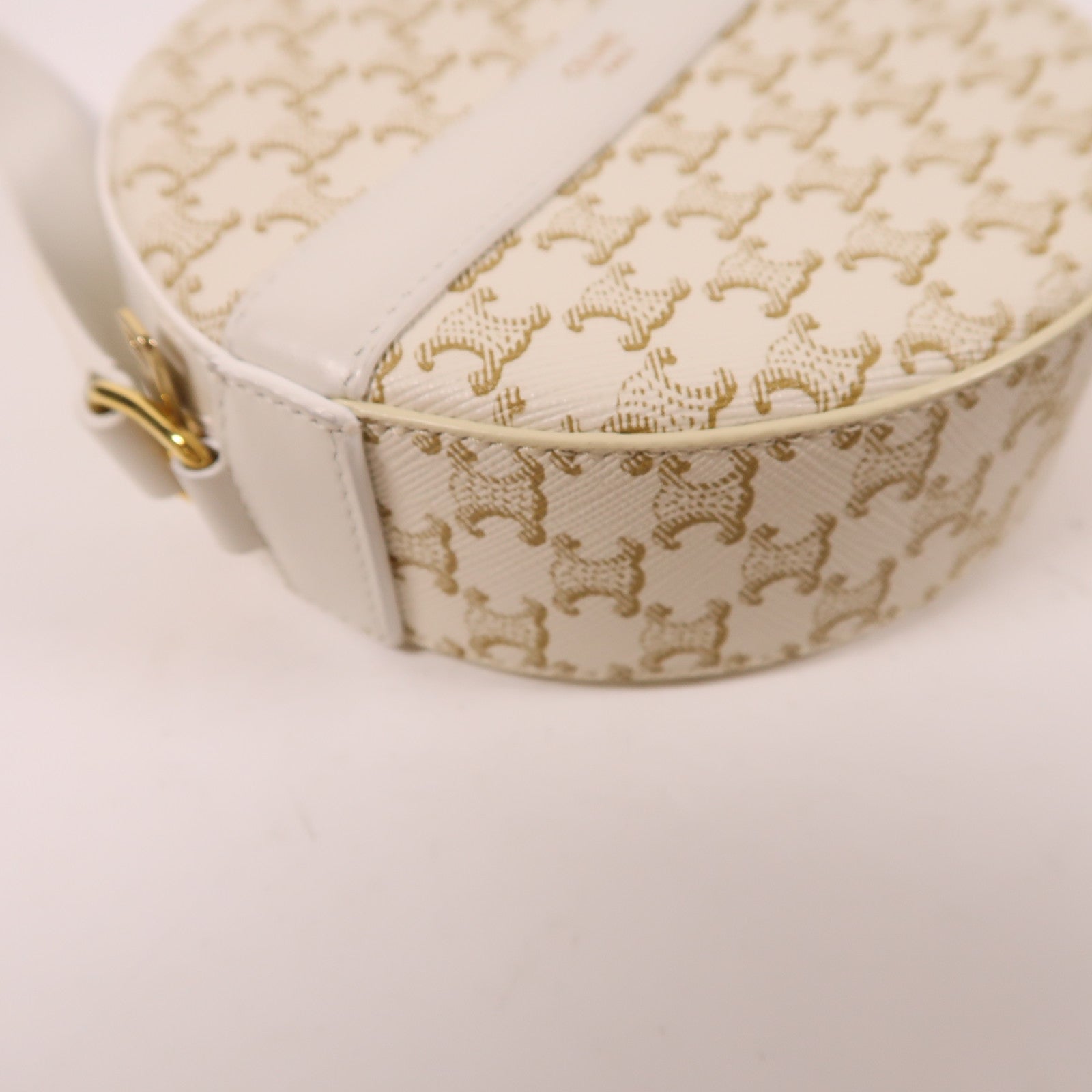 CELINE 塗層帆布/皮革Round Purse On Strap金扣肩背袋