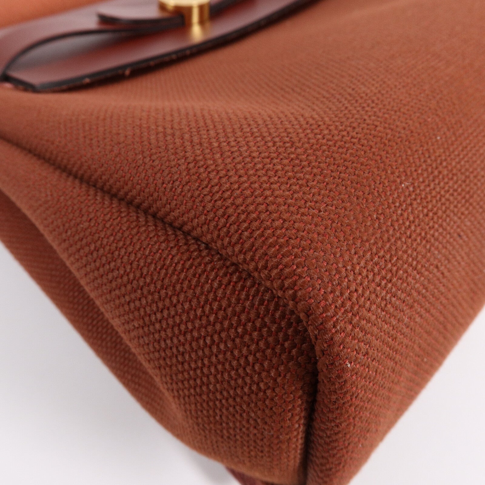 HERMES 帆布/皮革Mini Herbag肩背袋Rouge H