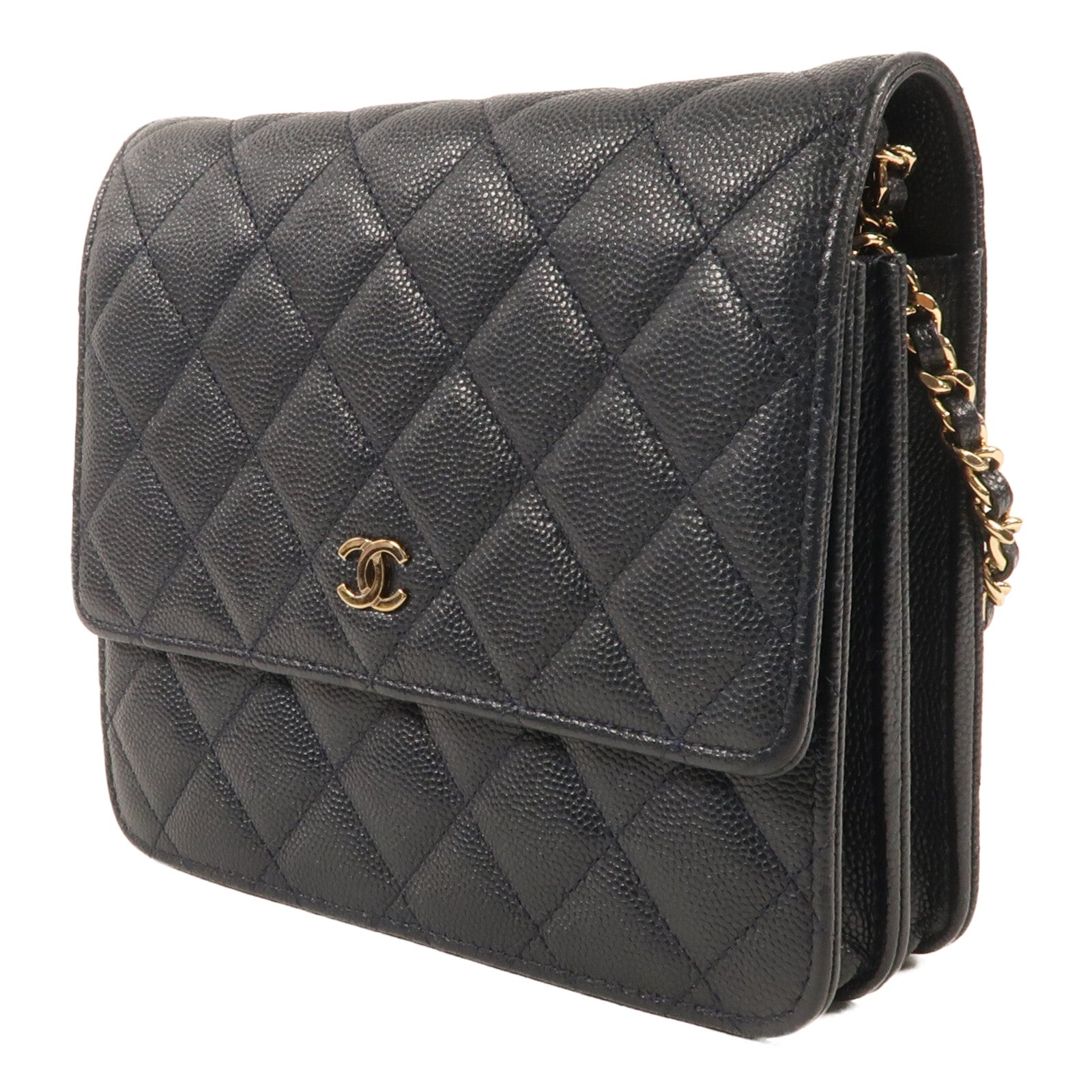 CHANEL 牛皮皮革Mini Wallet On Chain金扣鏈帶肩背袋