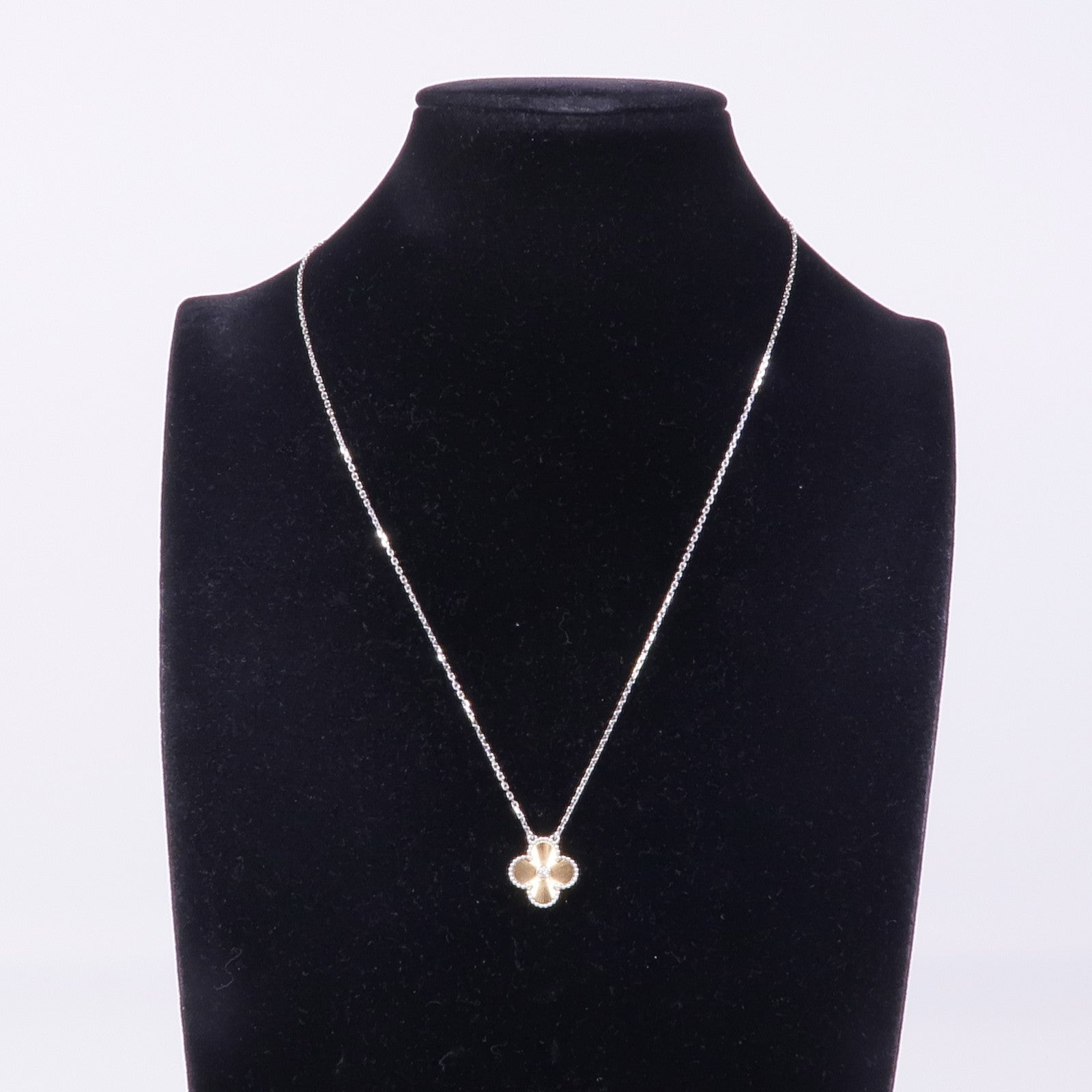 Van Cleef & Arpels 18K白金/玫瑰金Vintage Alhambra Pendant鑽石項鍊