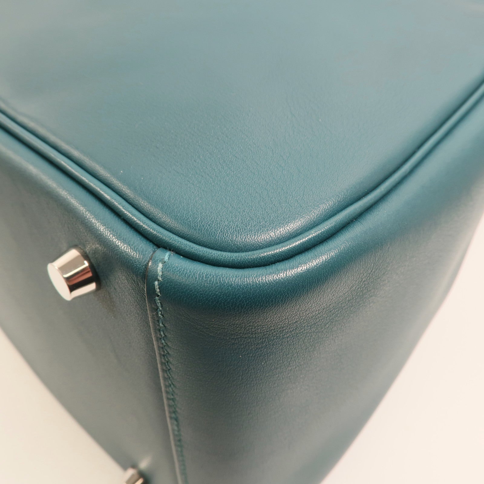 HERMES Swift皮革Lindy 30銀扣手挽肩背兩用袋Bleu De Galice