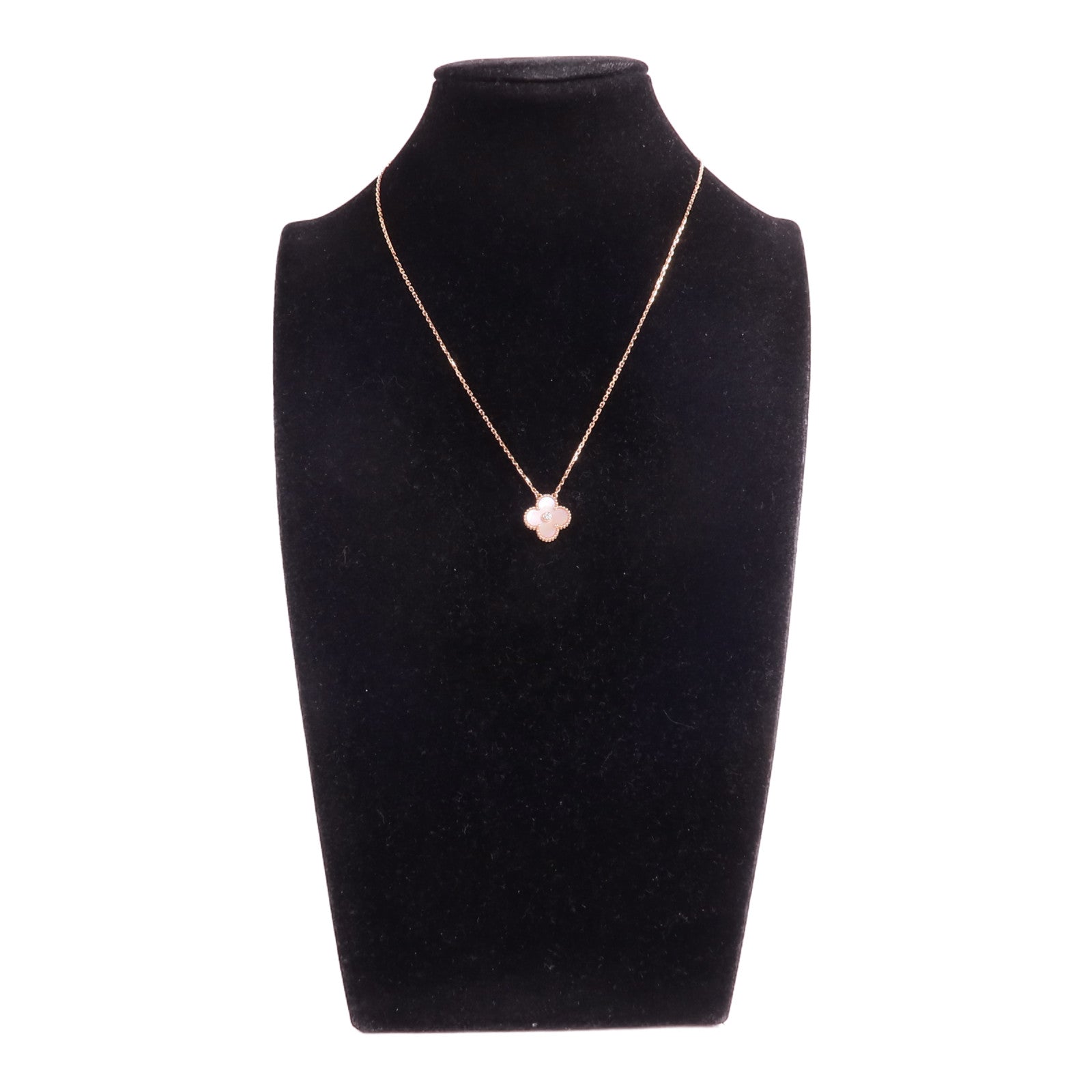 Van Cleef & Arpels 18K玫瑰金Vintage Alhambra Pendant珍珠母貝/鑽石項鍊