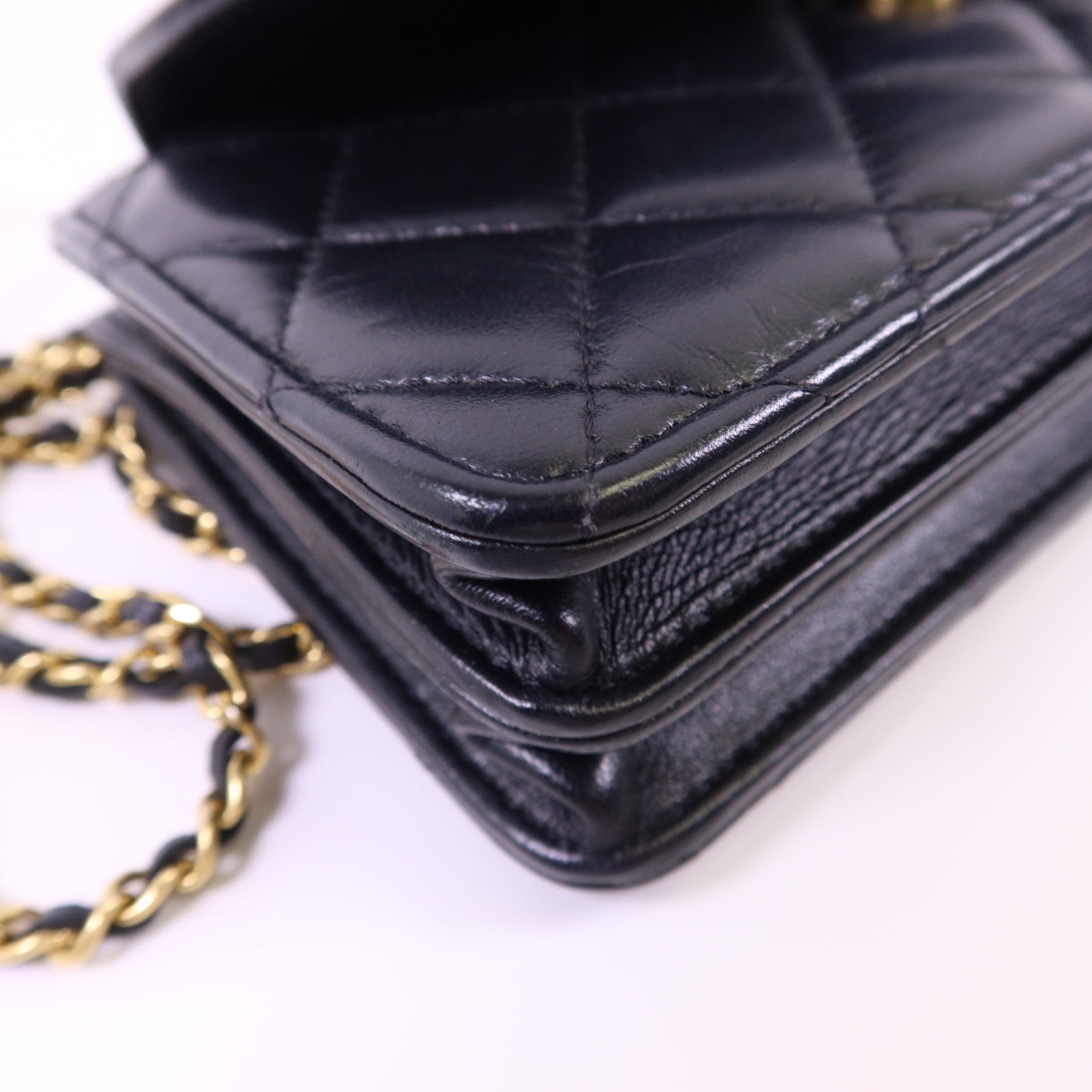 CHANEL 羊皮皮革Chain Shoulder Bag金扣鏈帶肩背袋
