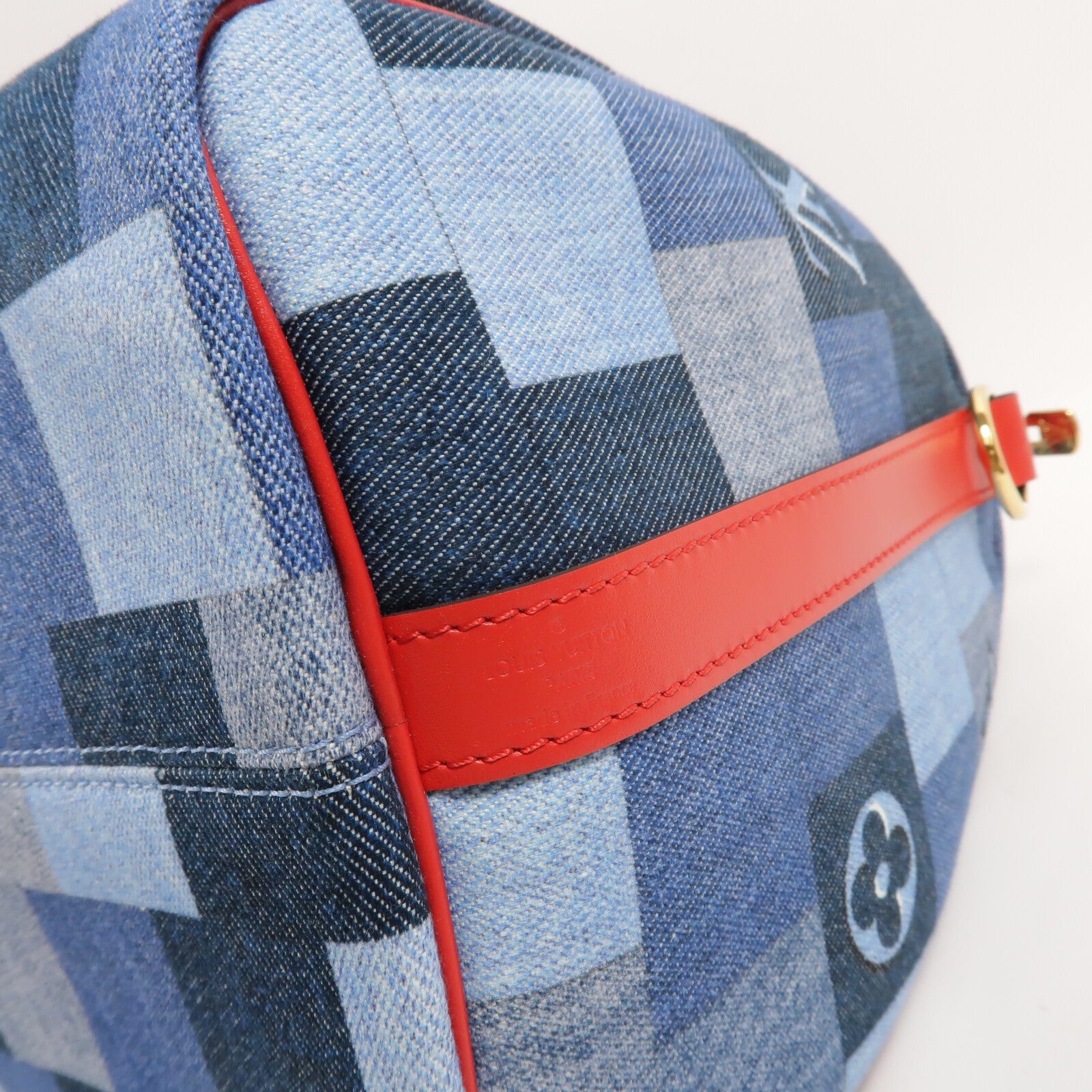 LOUIS VUITTON Monogram Denim Speedy Bandouliere 30金扣手挽肩背兩用袋