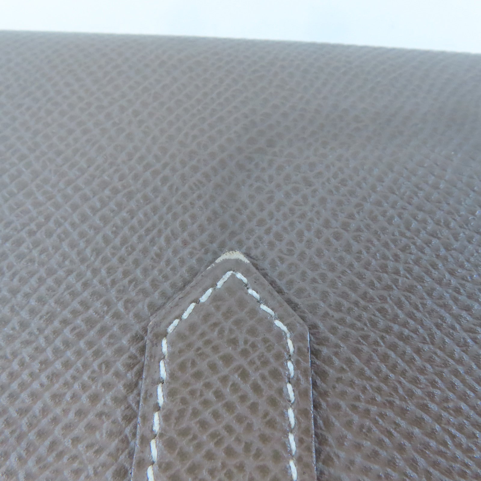 HERMES Epsom皮革Bearn Long Wallet銀扣長錢包Etoupe/灰色