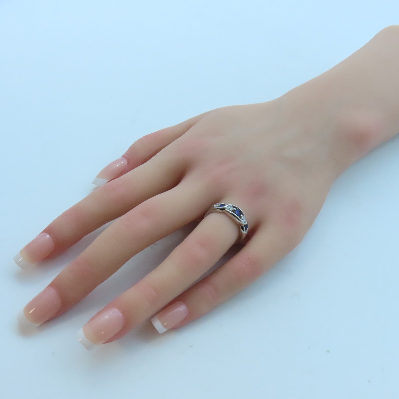 JEWELRY 【激減優惠】PT900白金Sapphire/Diamond Ring 0.35ct藍寶石/0.29ct鑽石戒指US#6.25